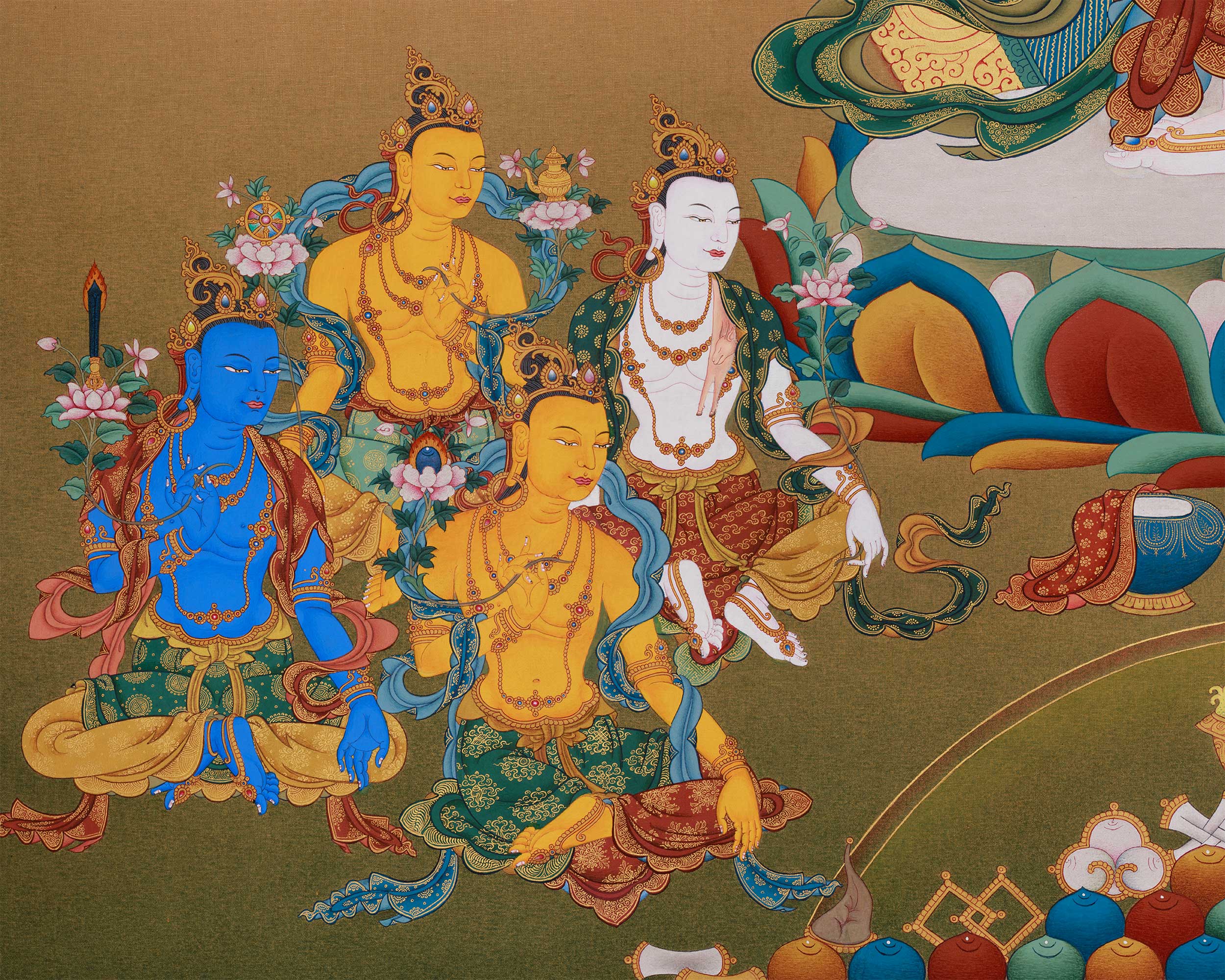 Exclusive 1000 Armed Chenrezig with 8 Bodhisattva Thangka | 40x50 Inches Thangka of Compassion, Power, and Enlightenment