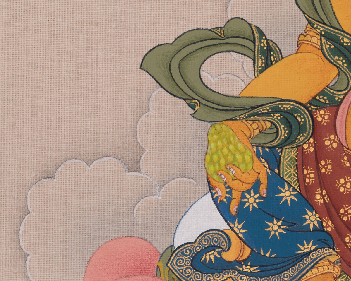Hand-Painted Dzambhala Thangka | Buddhist Deity Of Wealth