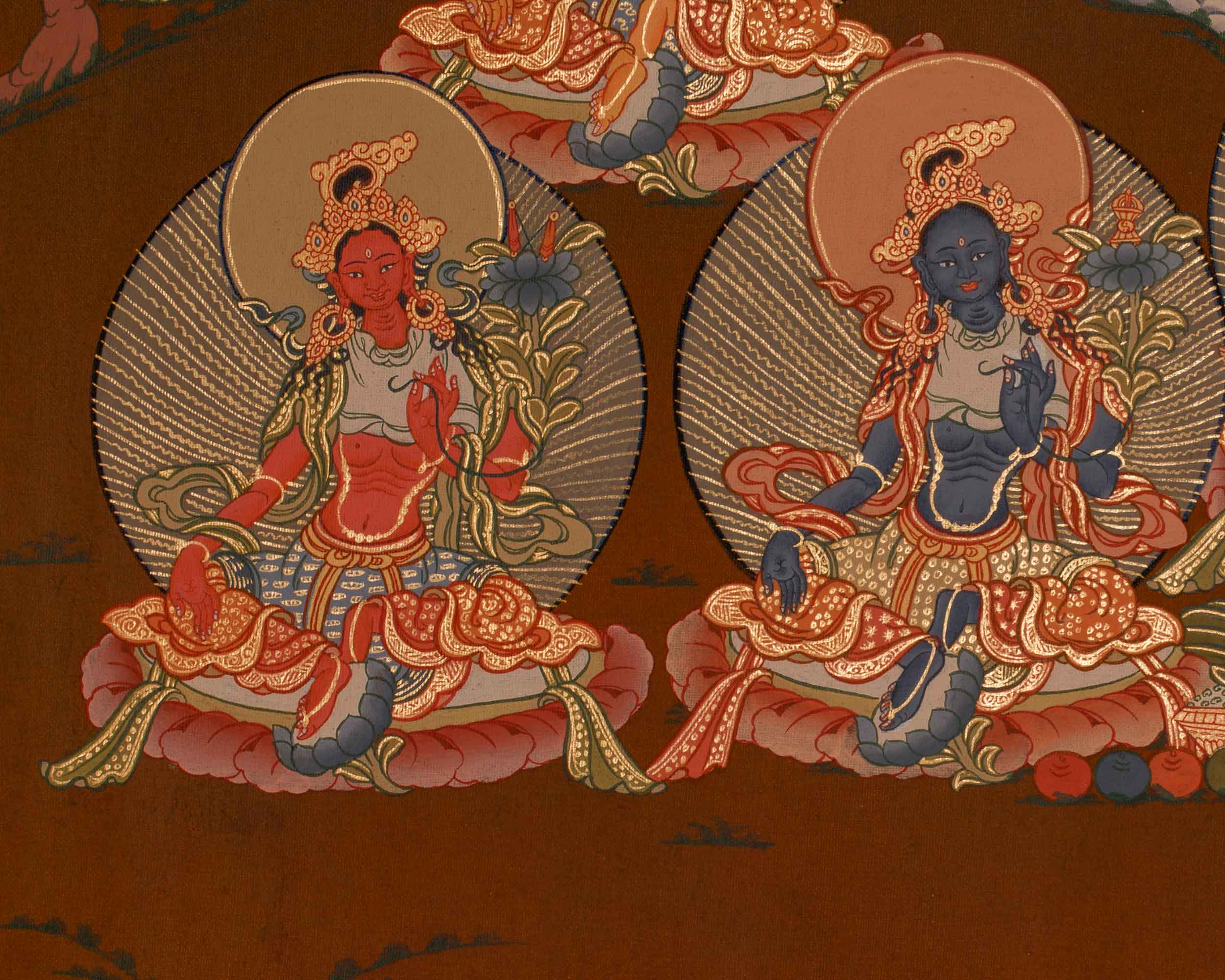 Twenty-One Tara Goddess Thangka | Manifestation of Tara