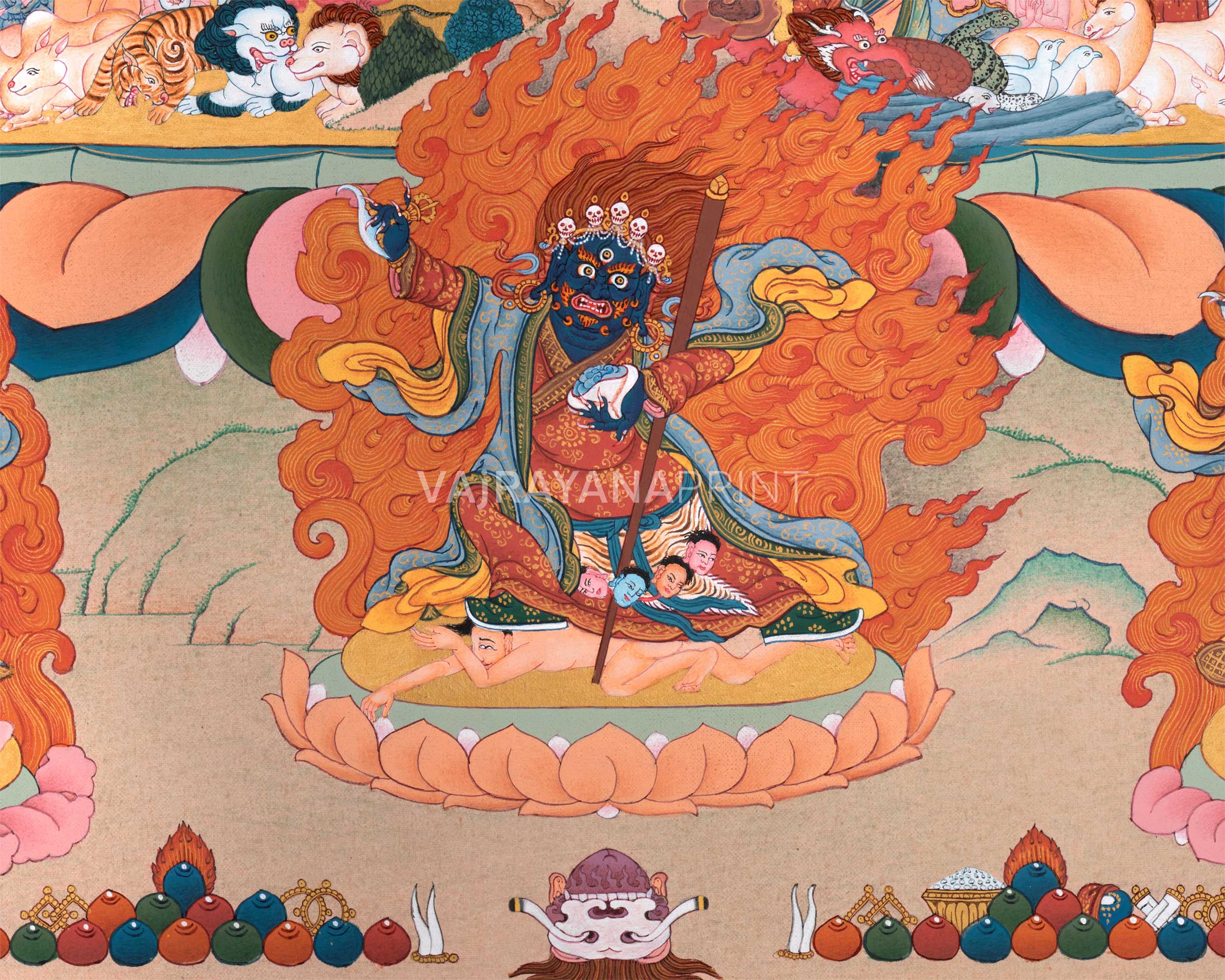 Dukar Thangka Print | The White Umbrella Goddess | Traditional Artwork Of Protective Deity