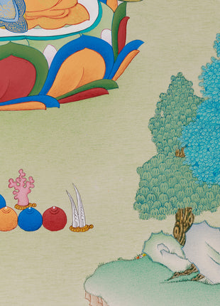 Amitayus Buddha in Natural Stone Colors Thangka