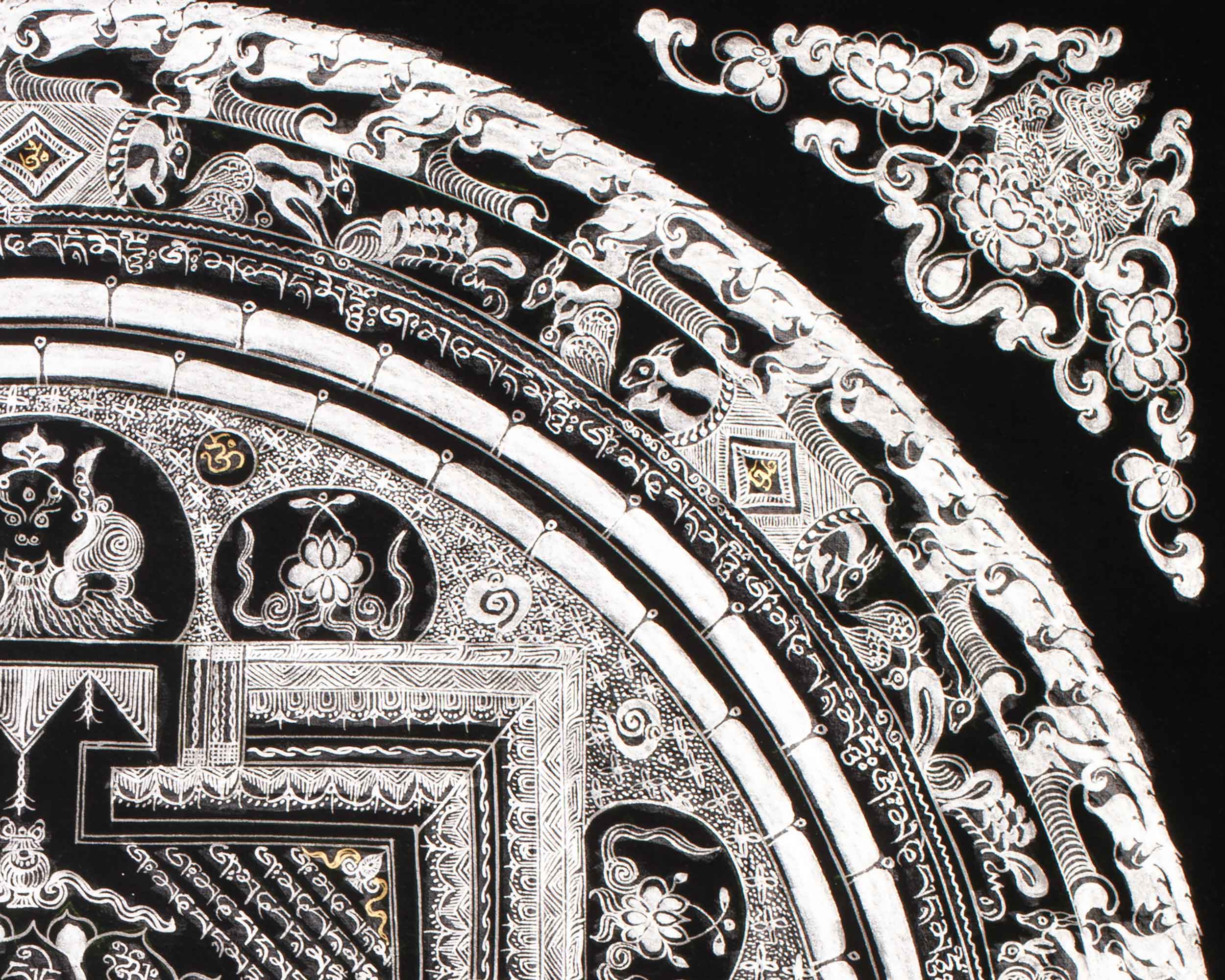 Tibetan Mantra Mandala Thangka | Pure Silver High-Quality Mandala