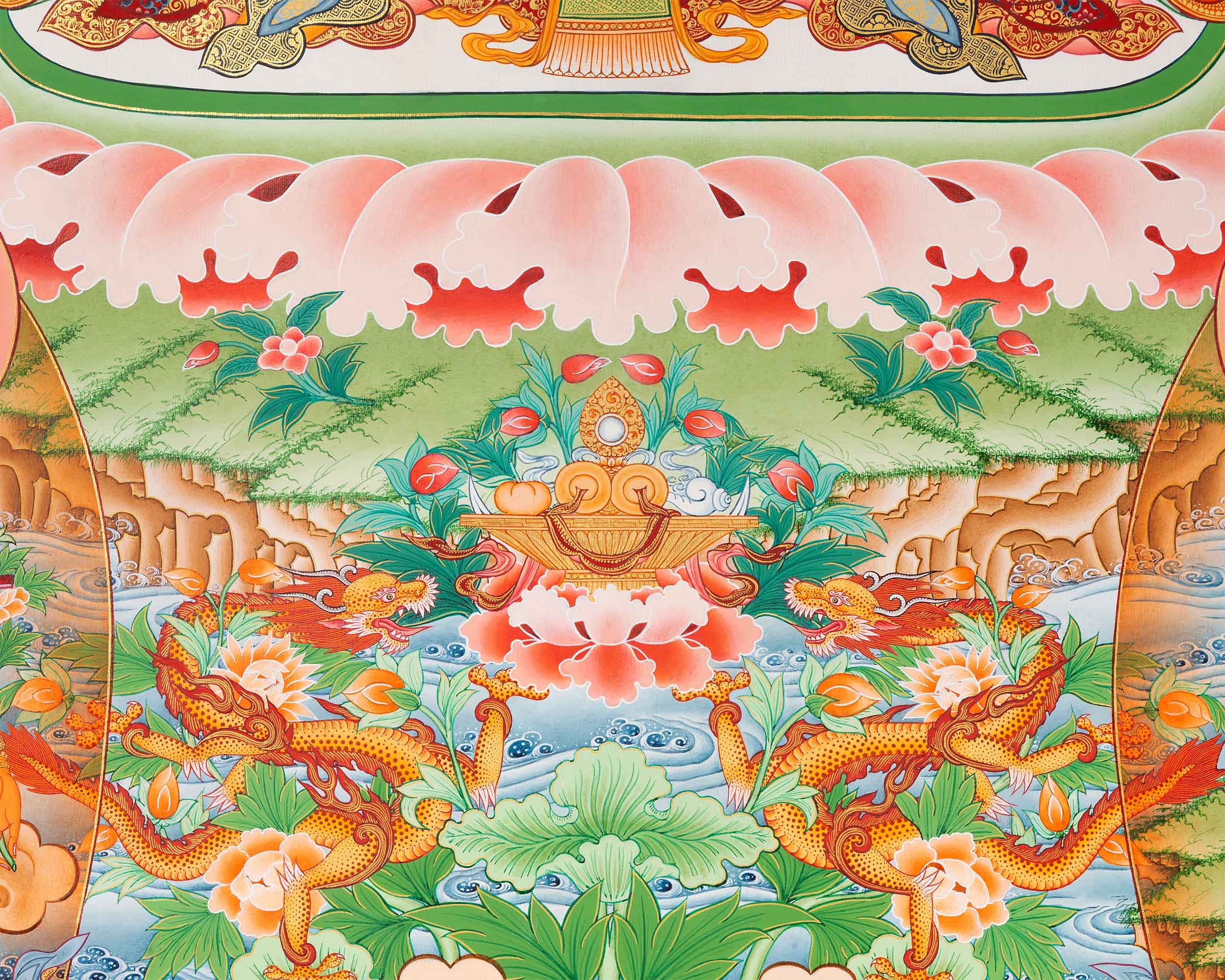 Tibetan White Tara Paubha Giclee Art Print | High-Quality Canvas Wall Decor, Scroll Painting Print