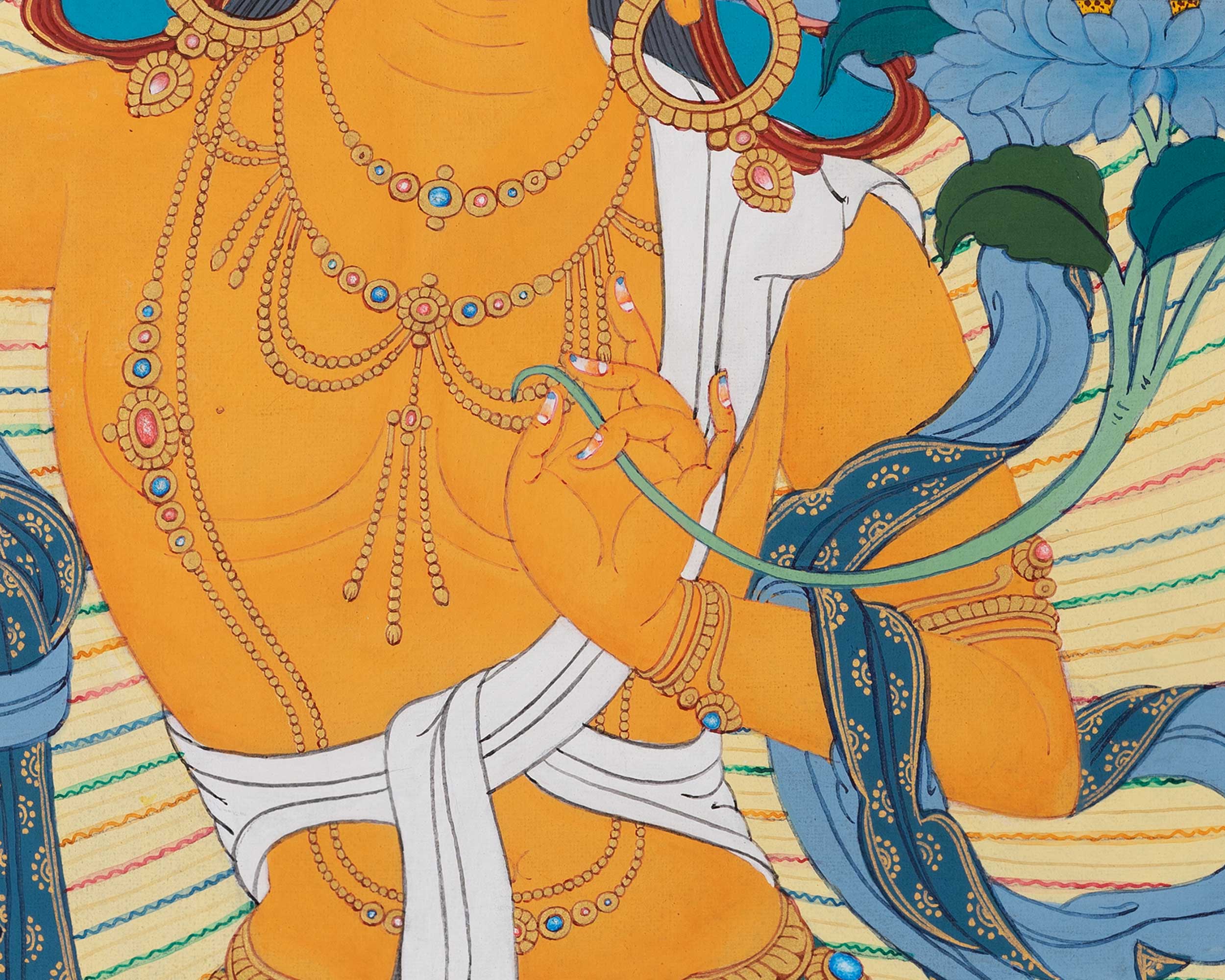Manjushri, A Traditional Karma Gadri Thangka of Wisdom Buddha