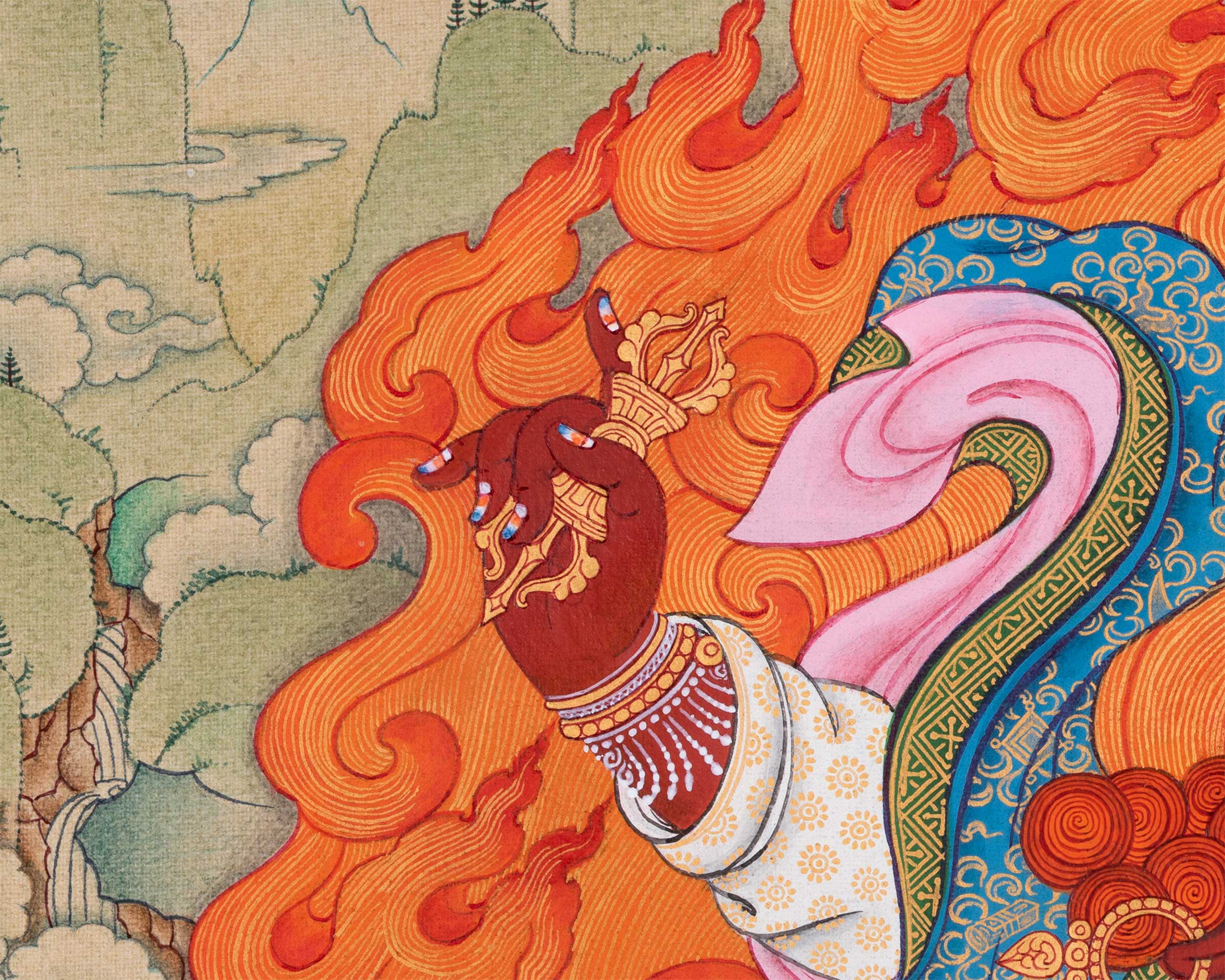 Dorje Drollo Thangka Print | The Thunderbolt Guardian | Digital Print Of Wrathful Compassion
