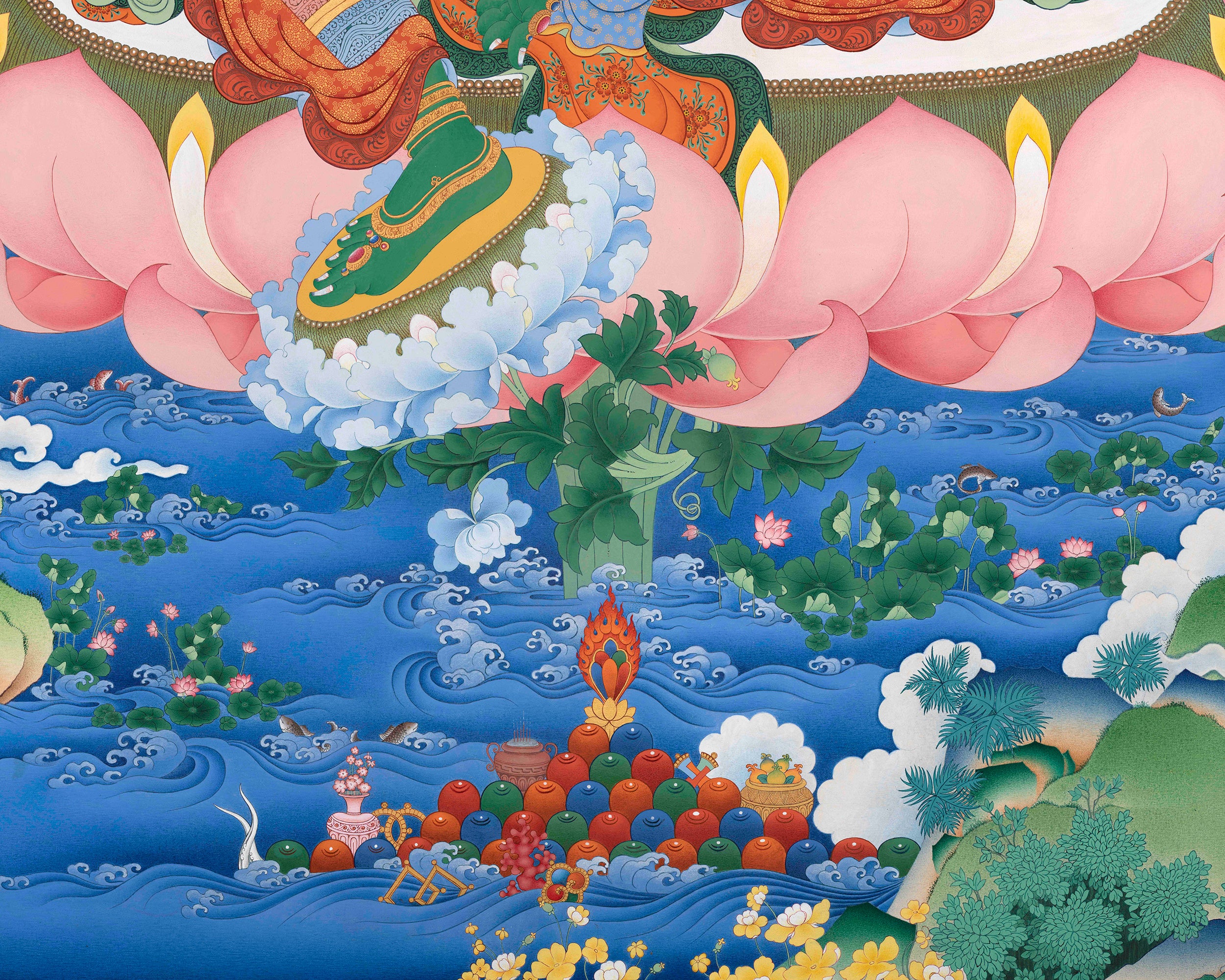The Majestic Protector, Green Tara Artwork | A Grand Depiction of Compassion and Divine Protection
