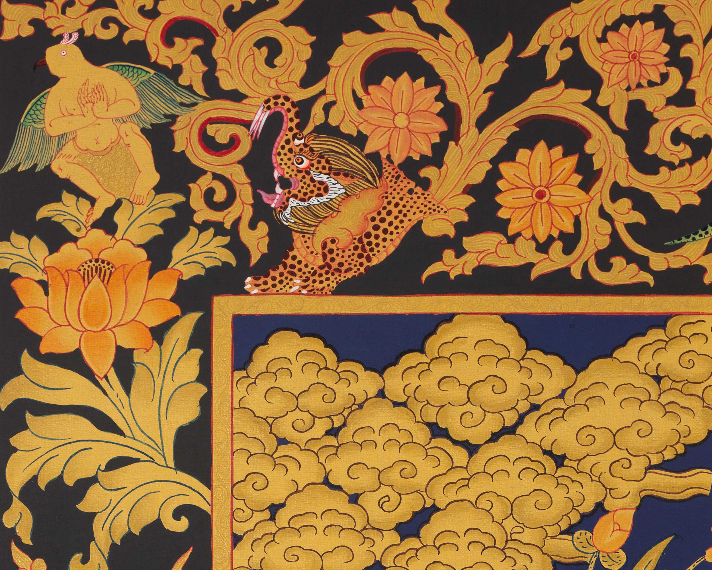 Shakyamuni Buddha Gold Thangka | Religious Tibetan Paint | Wall Decors