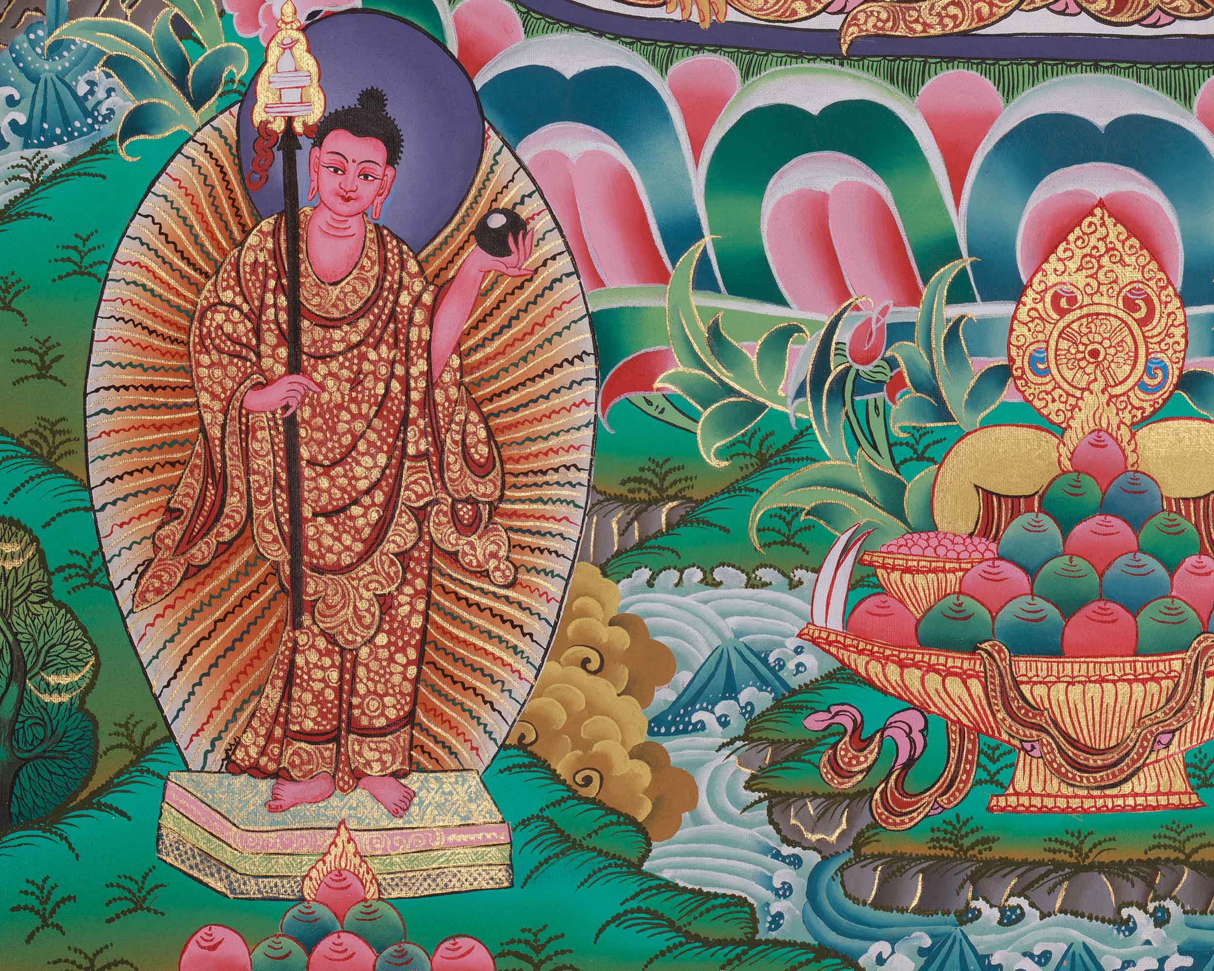 Peaceful Deity, Buddha Shakyamuni Thangka | Siddhartha Gautama | Meditation Art