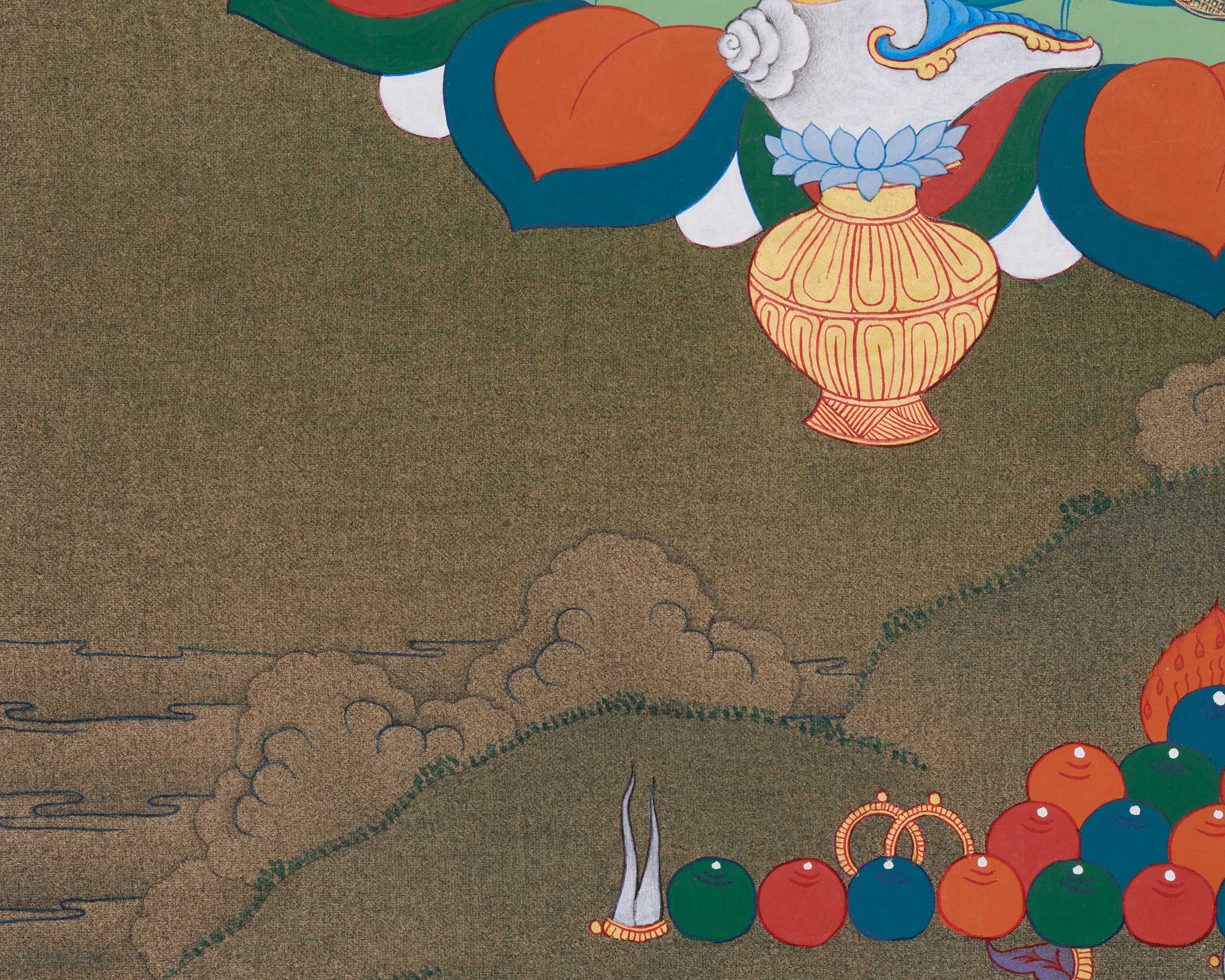 Exquisite Sacred Thangka of Dzambhala | Spiritual Generosity and Protection