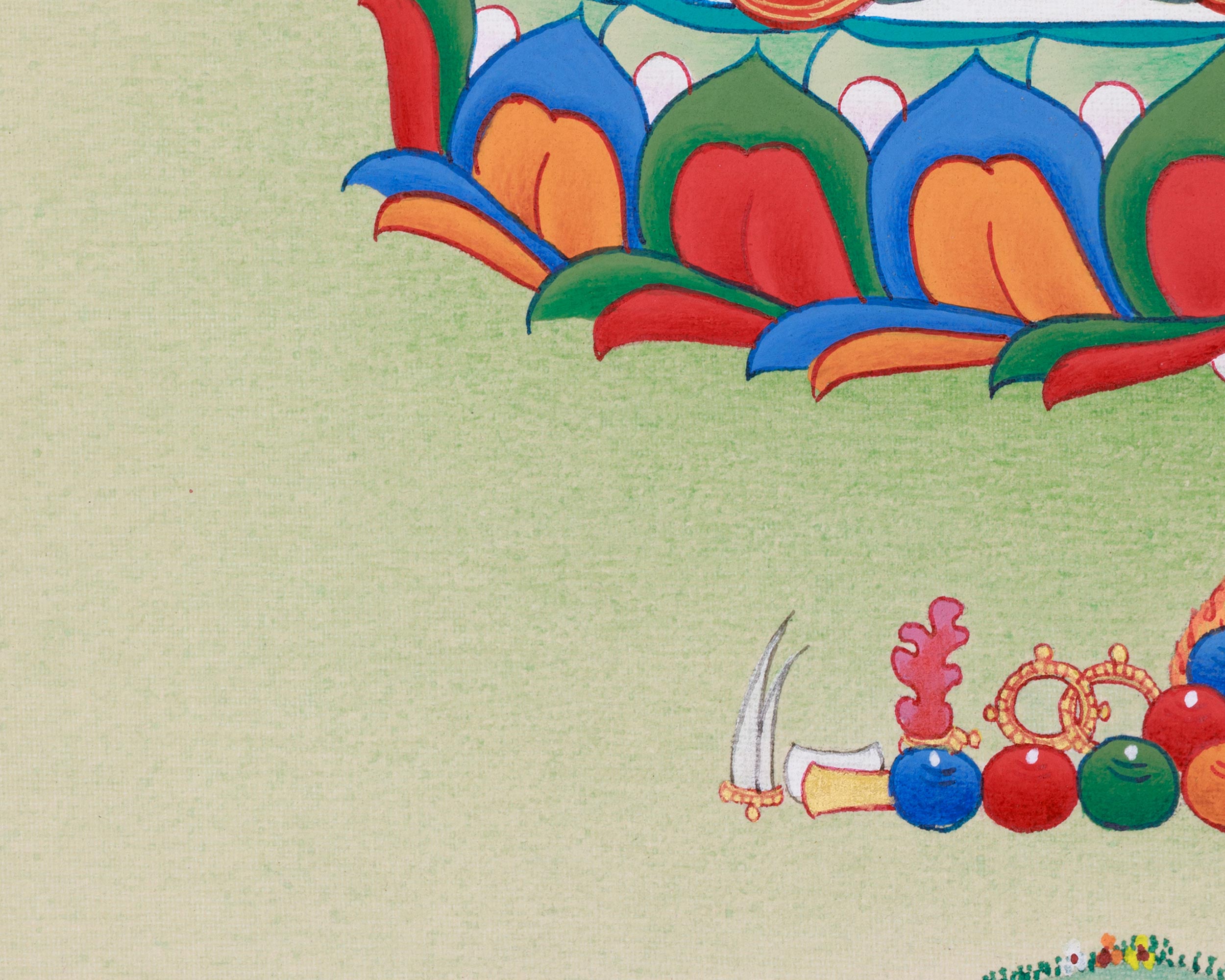 Hand-Painted Seven Eyes White Tara Thangka | Buddhist Art for Longevity and Healing