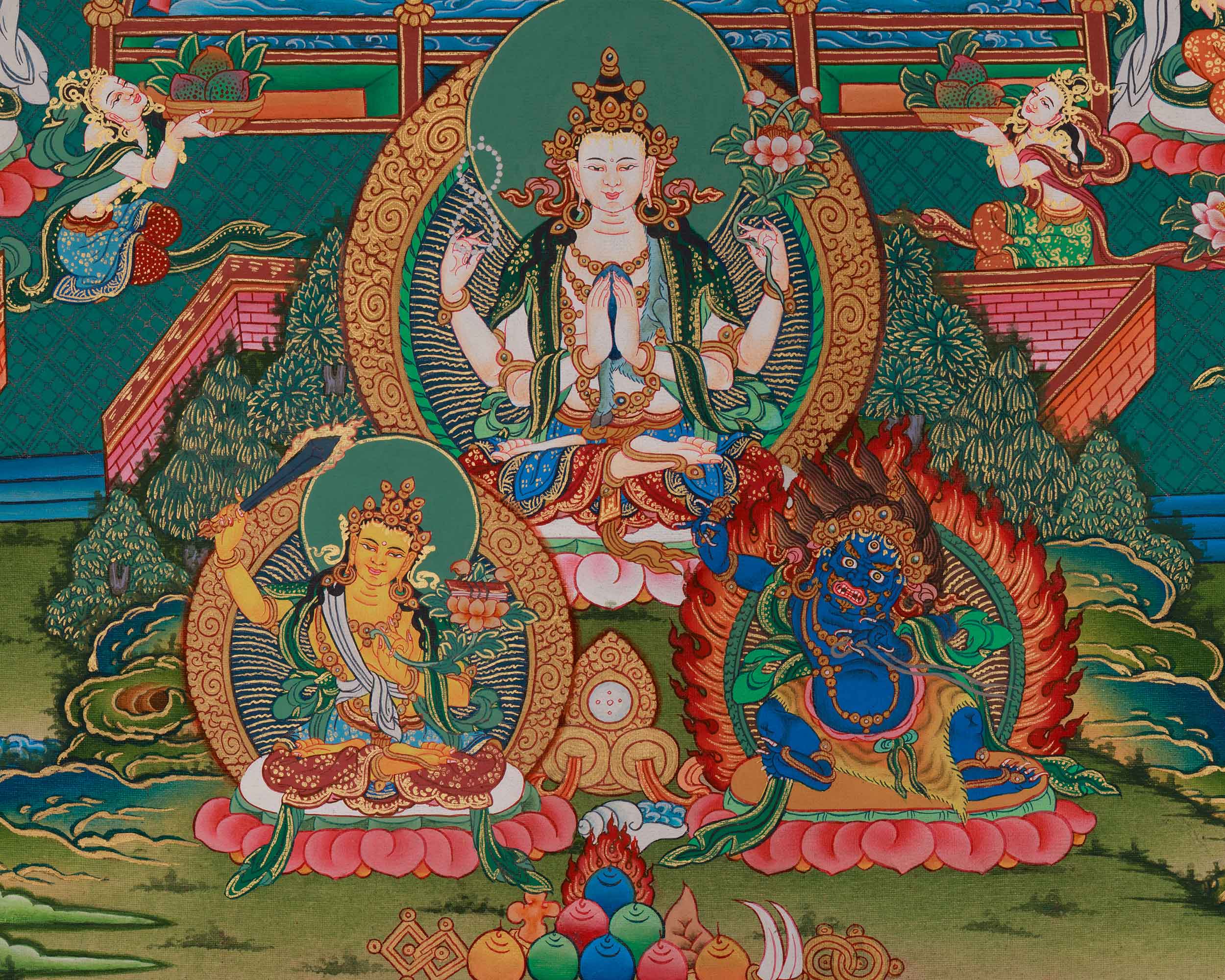 Traditional Vajrasattva Thangka | A Sacred Representation of Purification and Divine Power