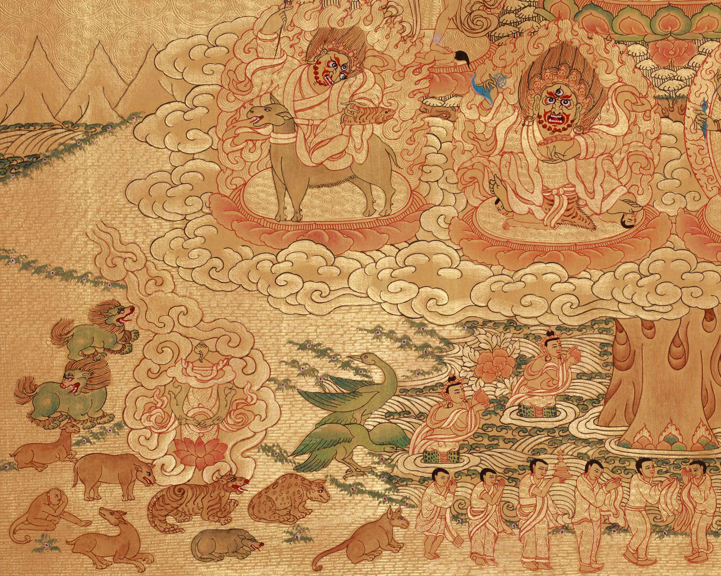 Vajradhara Lineage Thangka | A Divine Masterpiece of Tantric Teachings in Luminous Gold