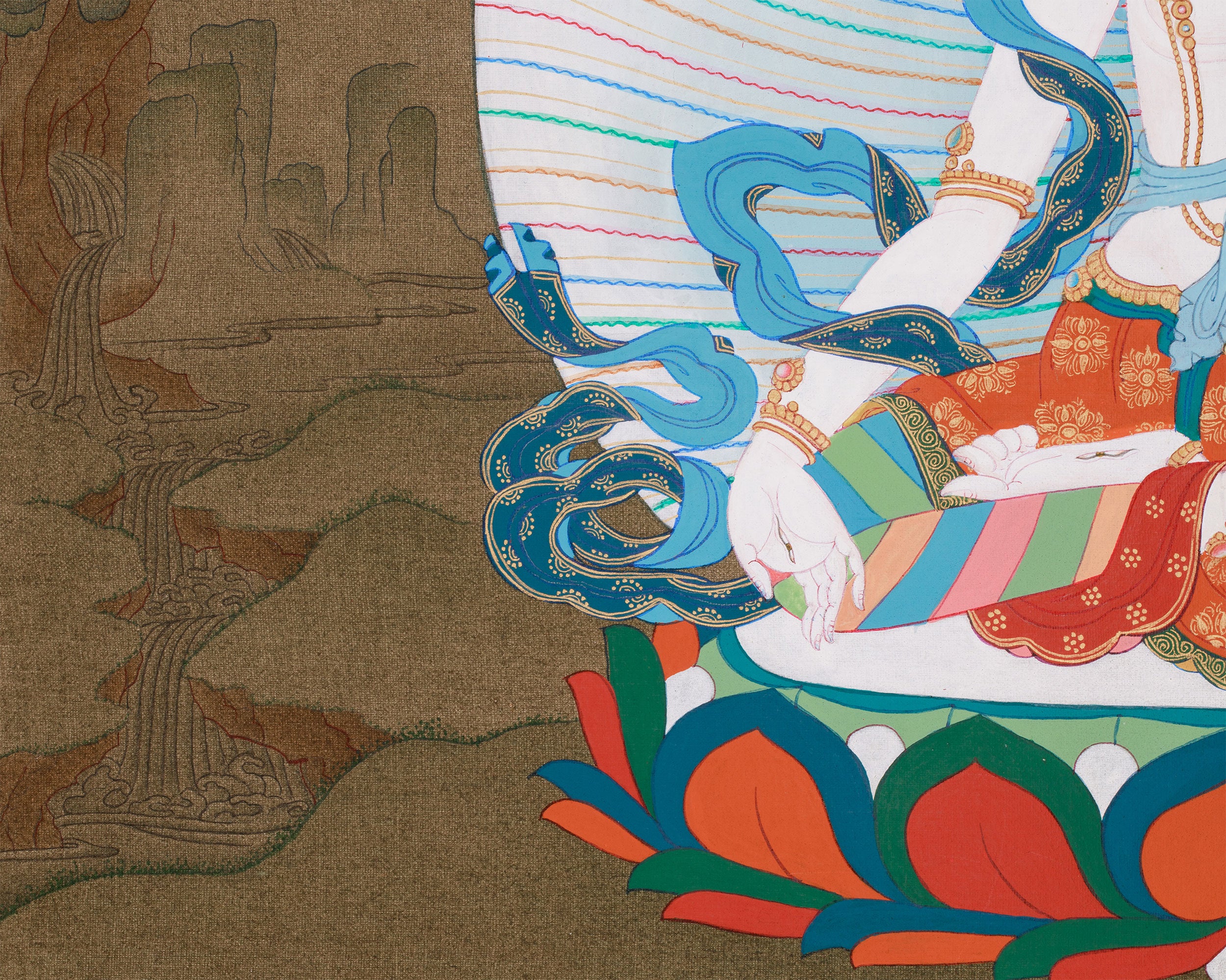 Long Life Deity White Tara Thangka | Tibetan Goddess of Healing