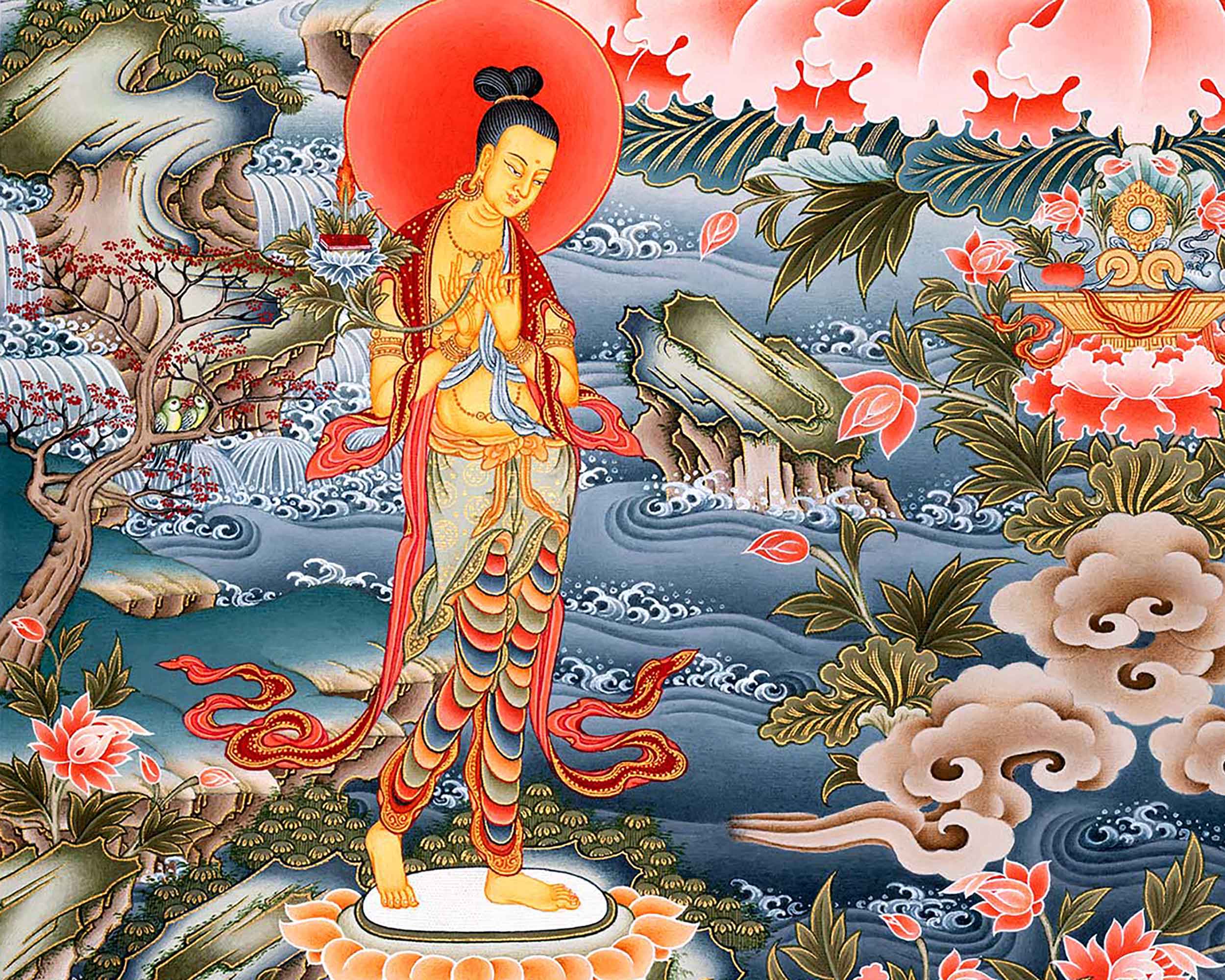 Mother White Tara Canvas Print | Tibetan Buddhist Print | Embrace the Enlightened Beauty