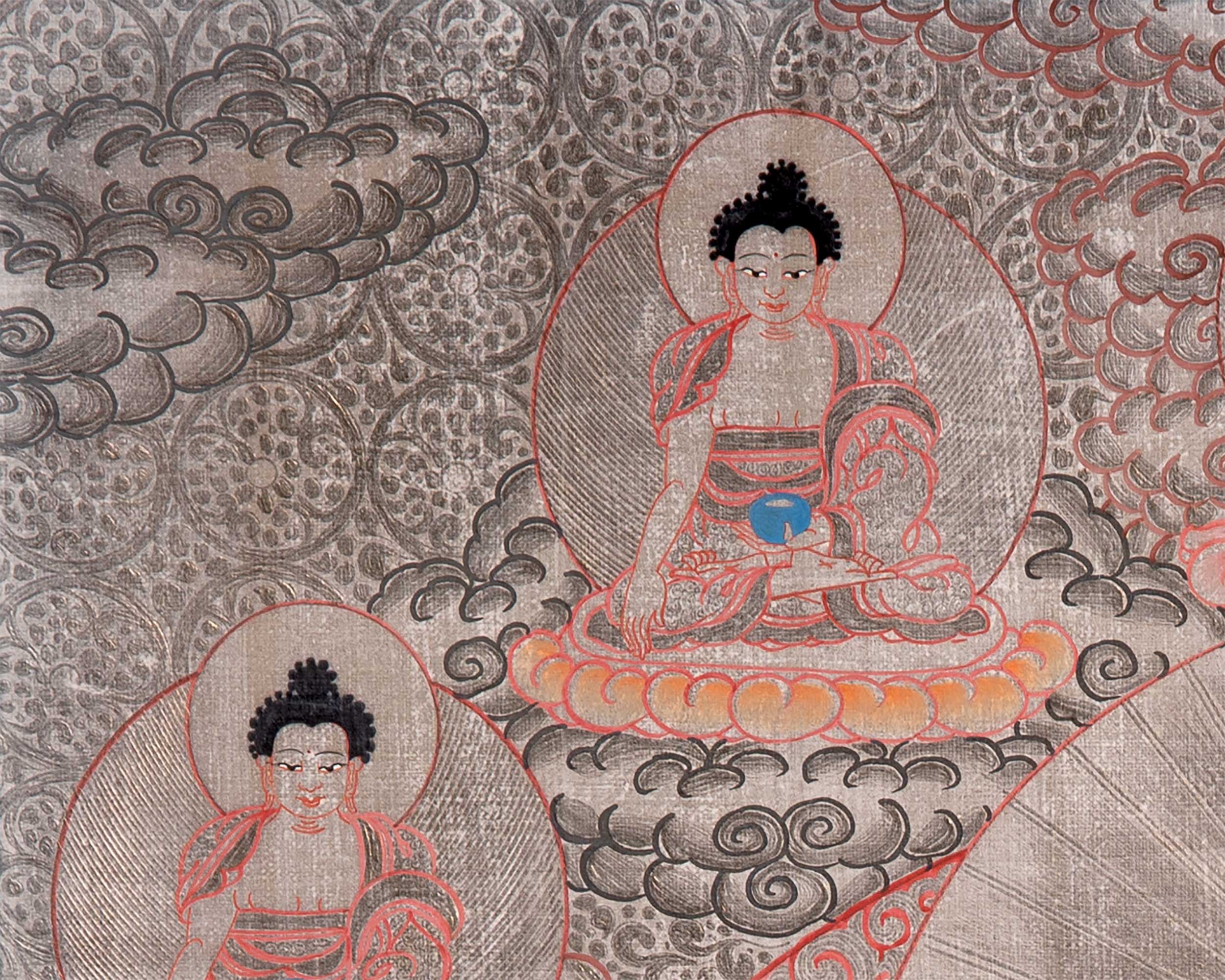 Dzambala Thangka Painting | Brocade Mounted Dzambhala Mantra