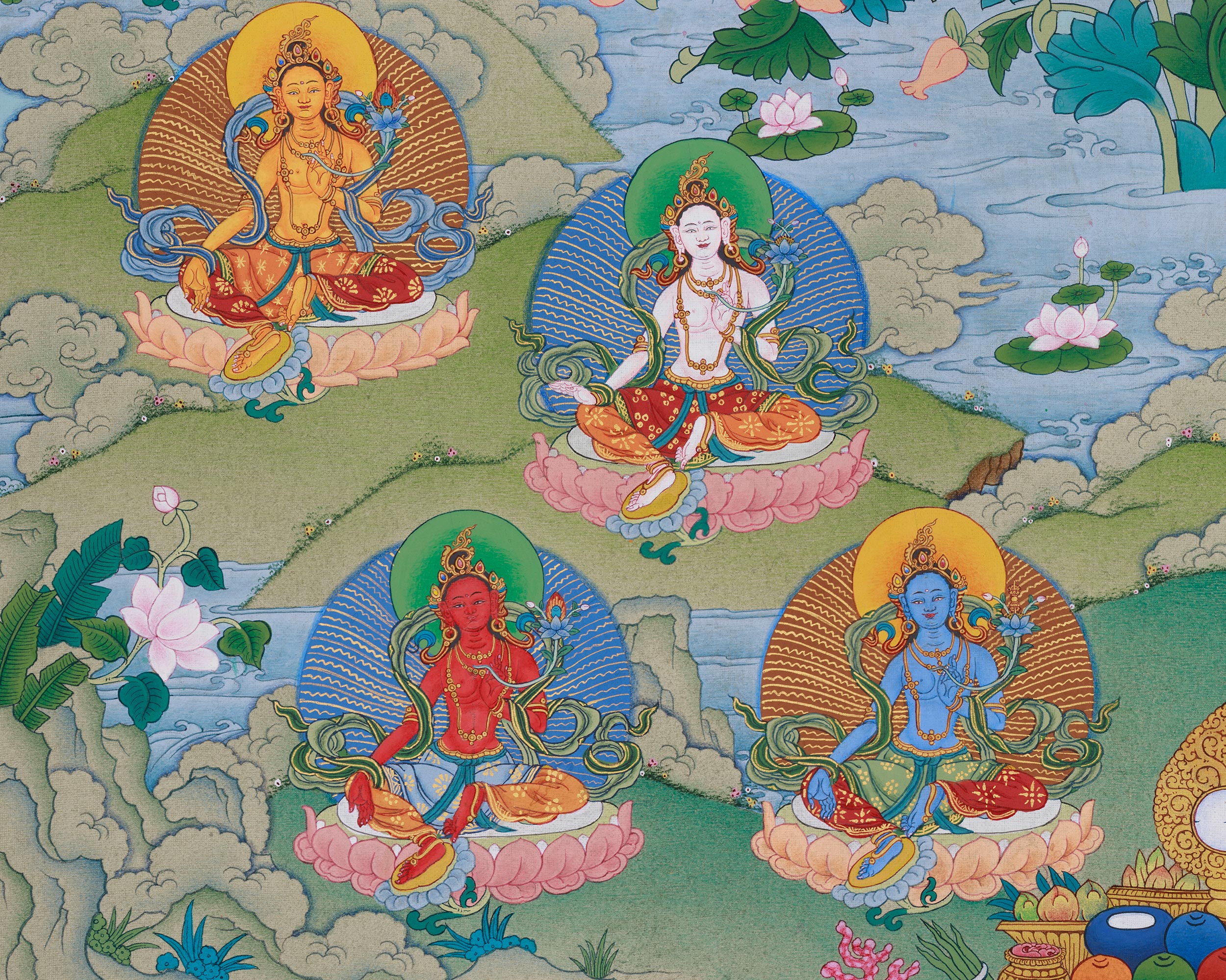 Sacred 21 Tara Bodhisattvas of Compassion | A Divine Thangka of Protection, Healing, and Wisdom