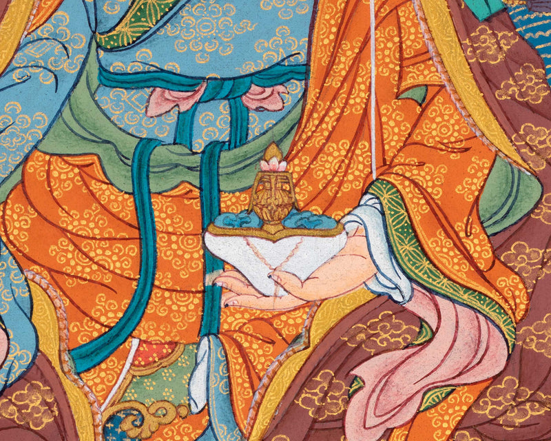 Guru Rinpoche Thangka: 24K Gold Painting