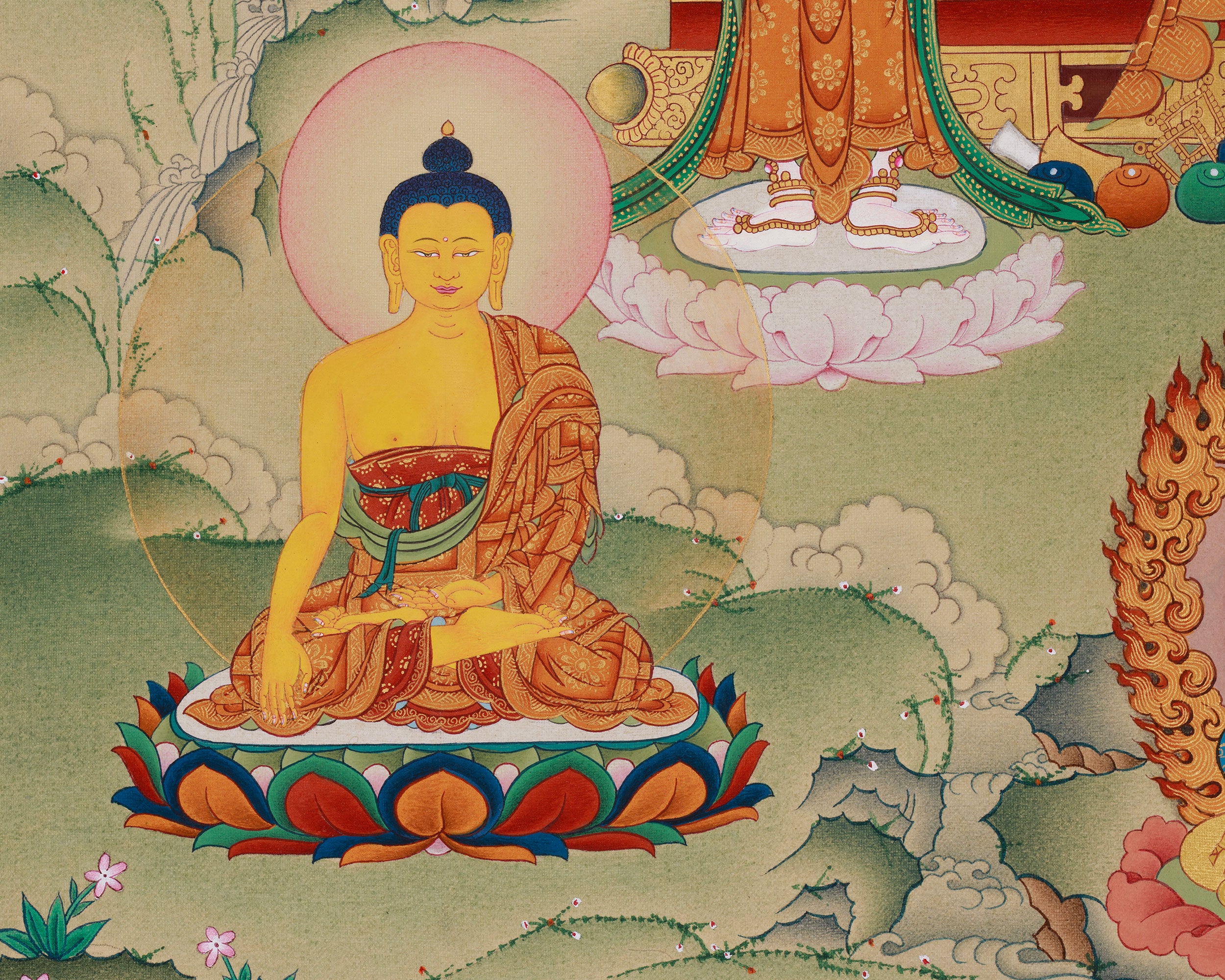 8 Medicine Buddha with Yuthok and Shanglon Dorje Dudul Thangka | Bhaisajyaguru Artwork