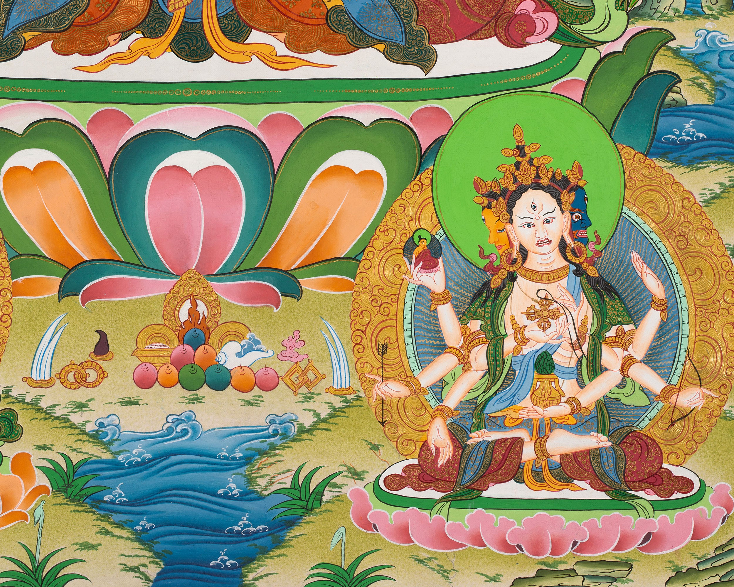 Hand-Painted White Tara (Sita Tara) Thangka | Female Buddhist Deity of Longevity