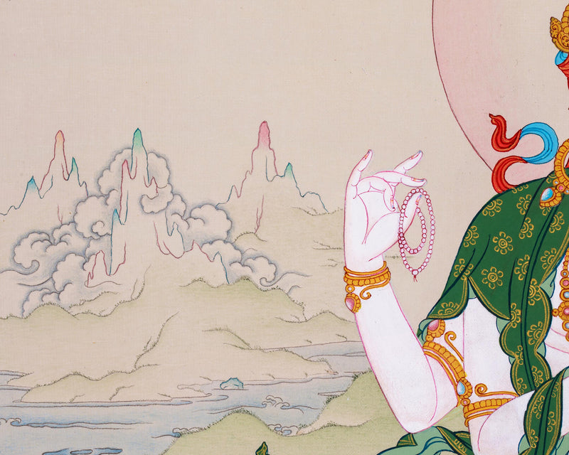 Bodhisattva Chenresig Thangka | Handpainted Buddhist Art