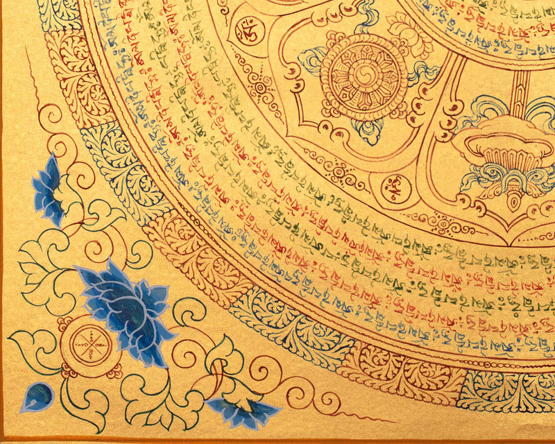 24K Golden Mandala Thangka for Spiritual Practice | Traditional Buddhist Symbolism in Gold Thangka | Tibetan Art