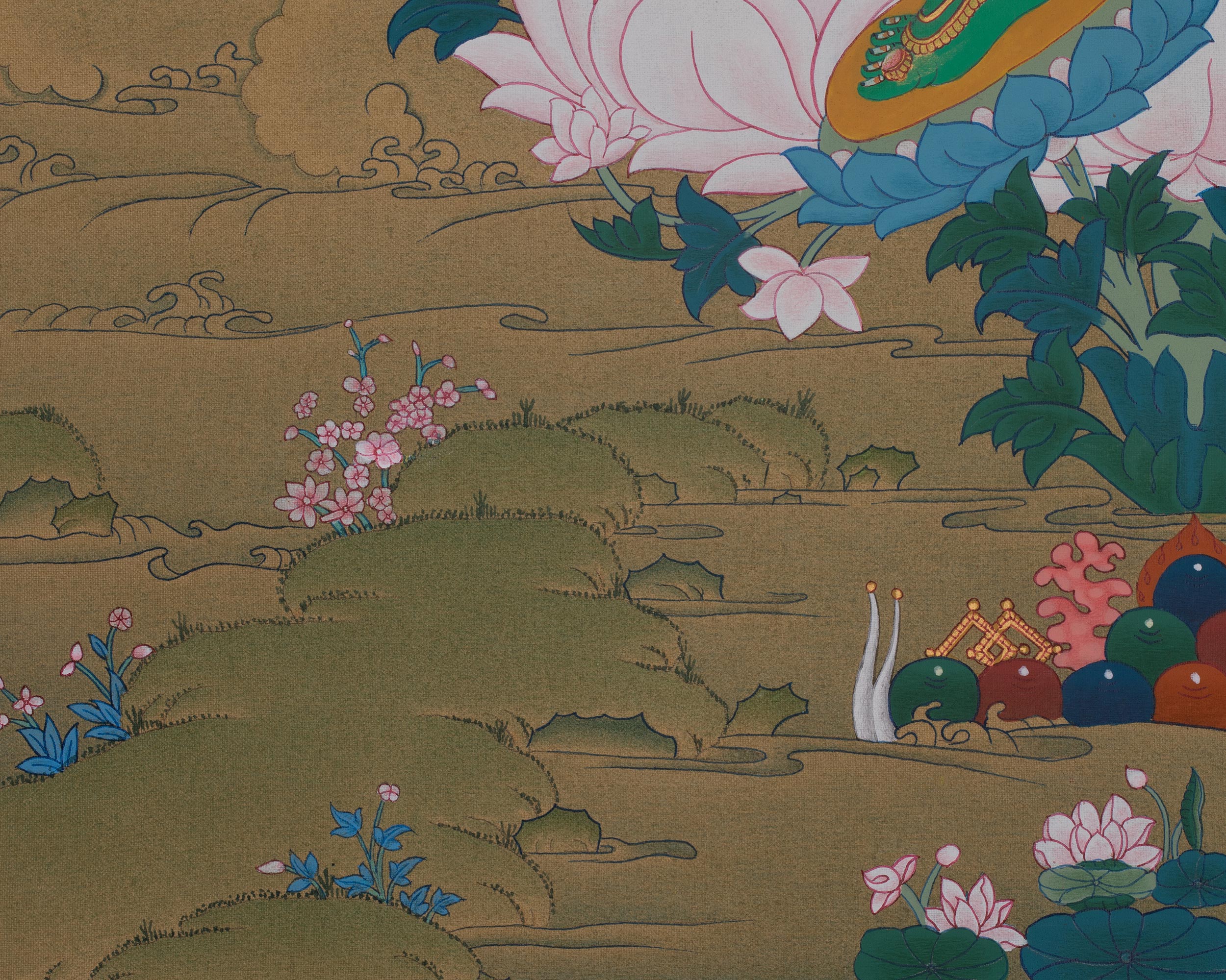 Female Deity Green Tara Art | Symbol of Compassion and Swift Protection