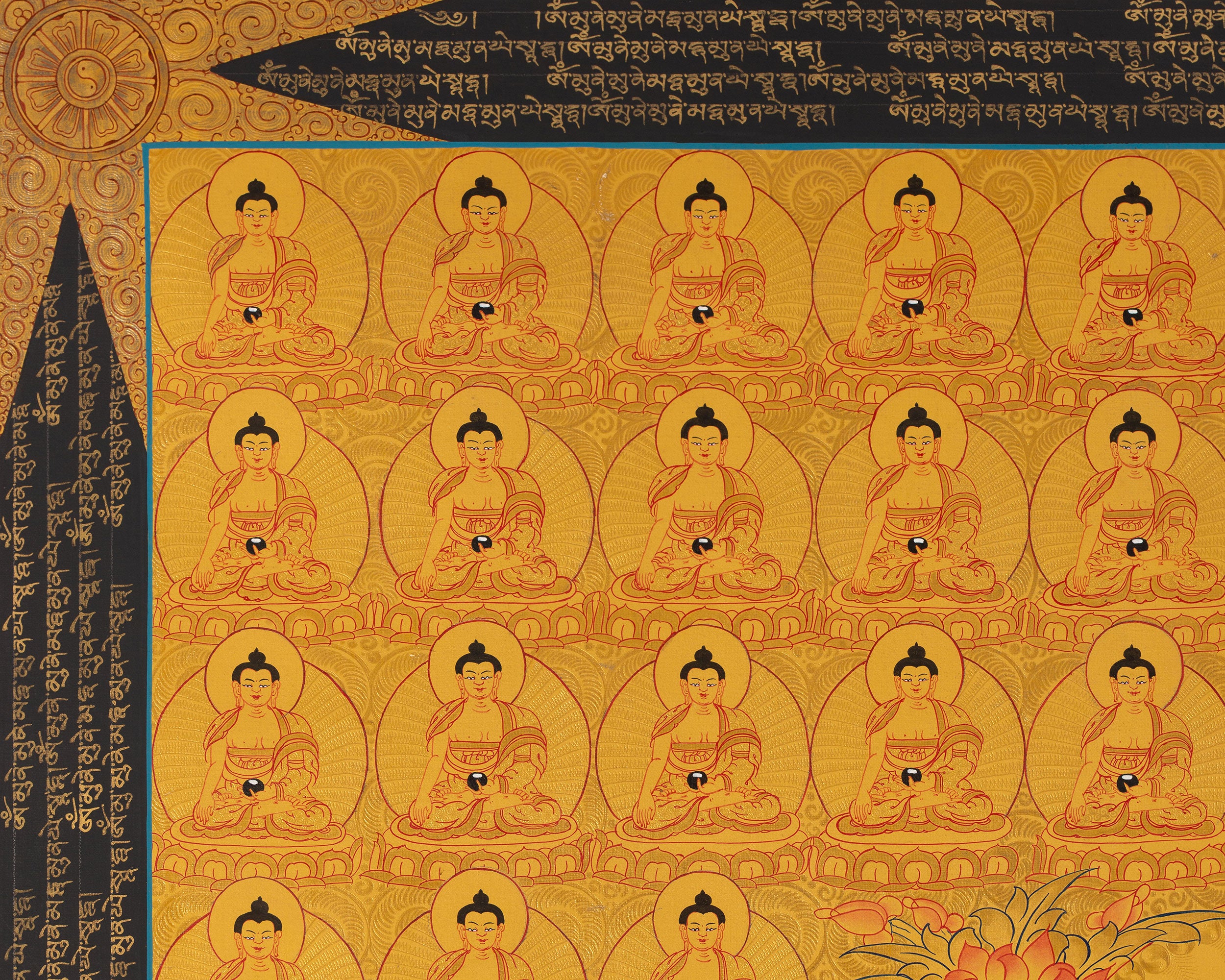 108 Buddha Thangka | Exclusive Gold Artwork | Spiritual Masterpiece