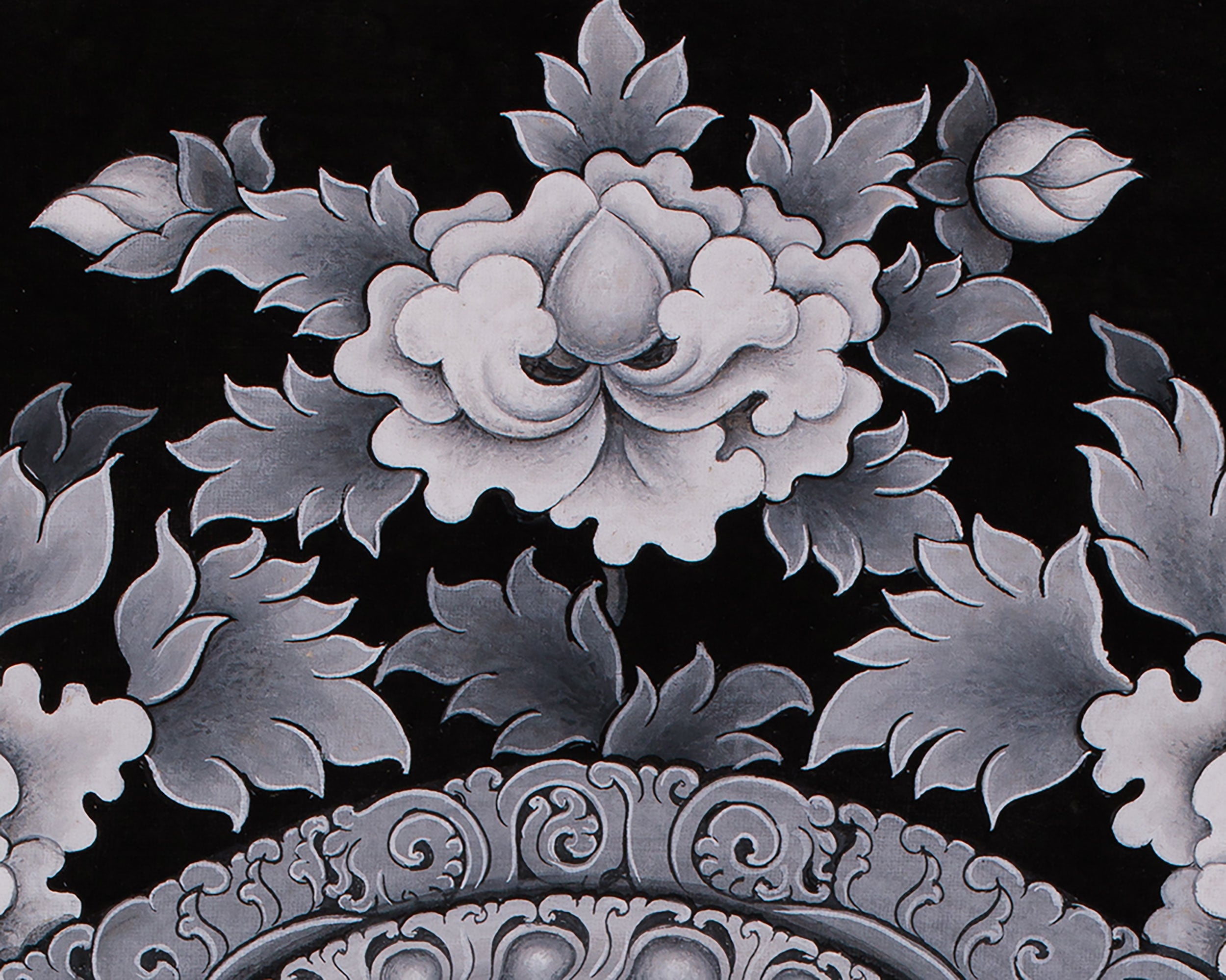 Black and White Vajrasattva Consort Painting | Traditional Paubha Artistry