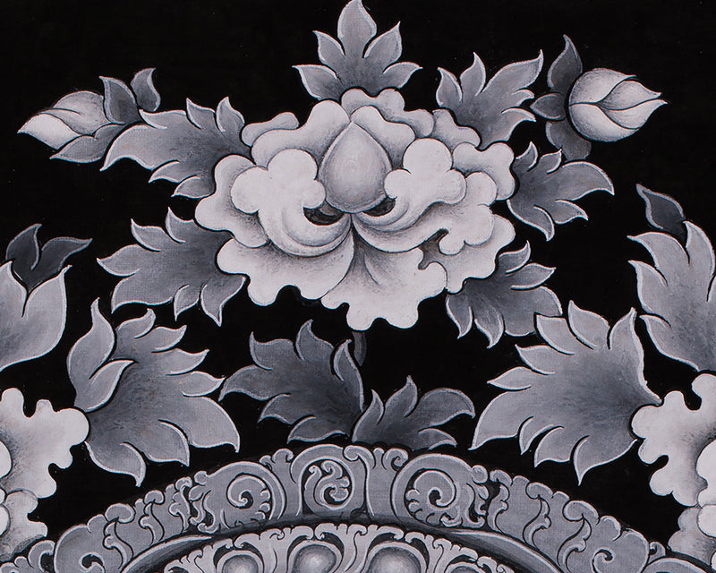 Black and White Vajrasattva Consort Painting | Traditional Paubha Artistry