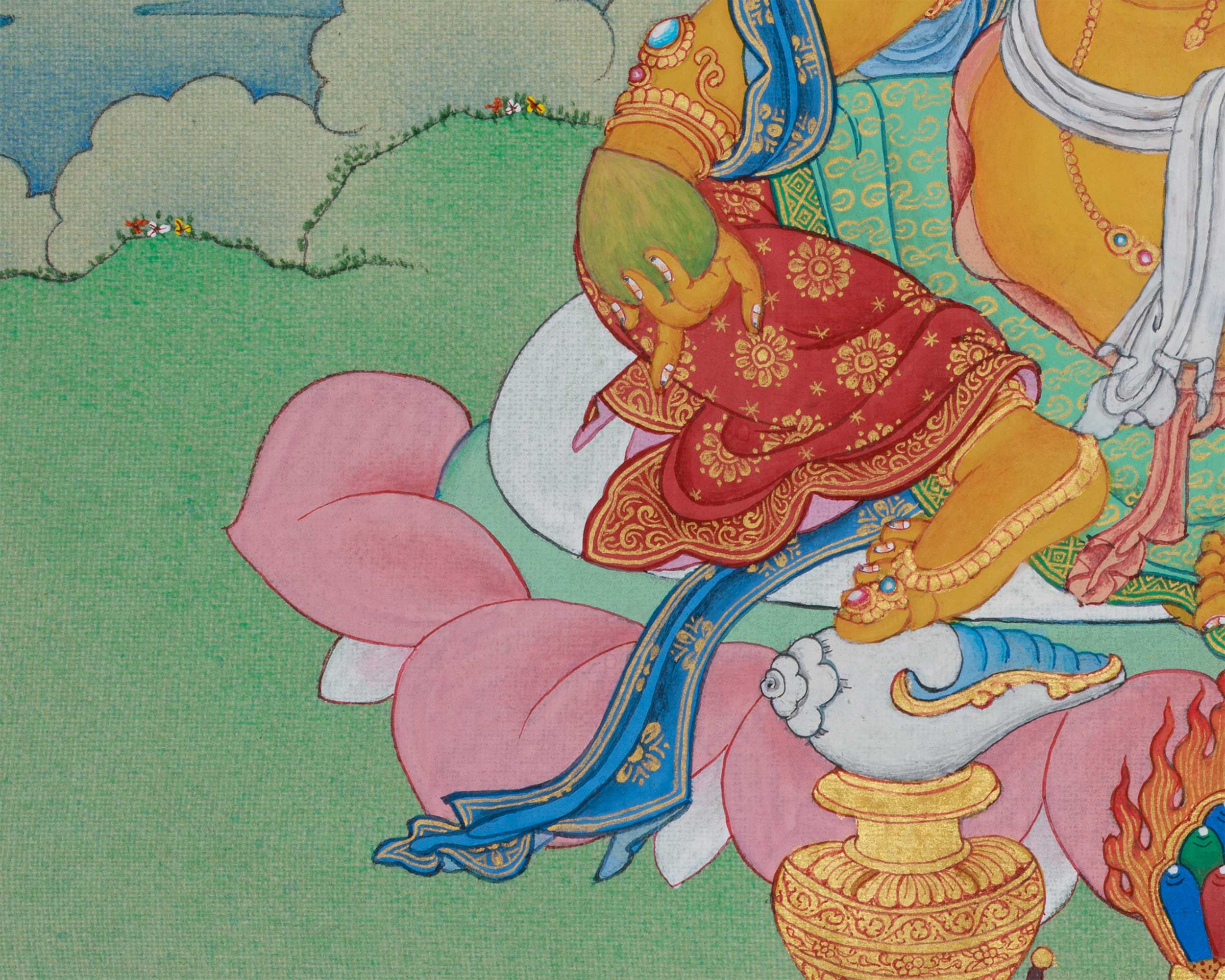 Buddhist Kubera (Jambhala) Thangka | The Guardian of Wealth & Prosperity