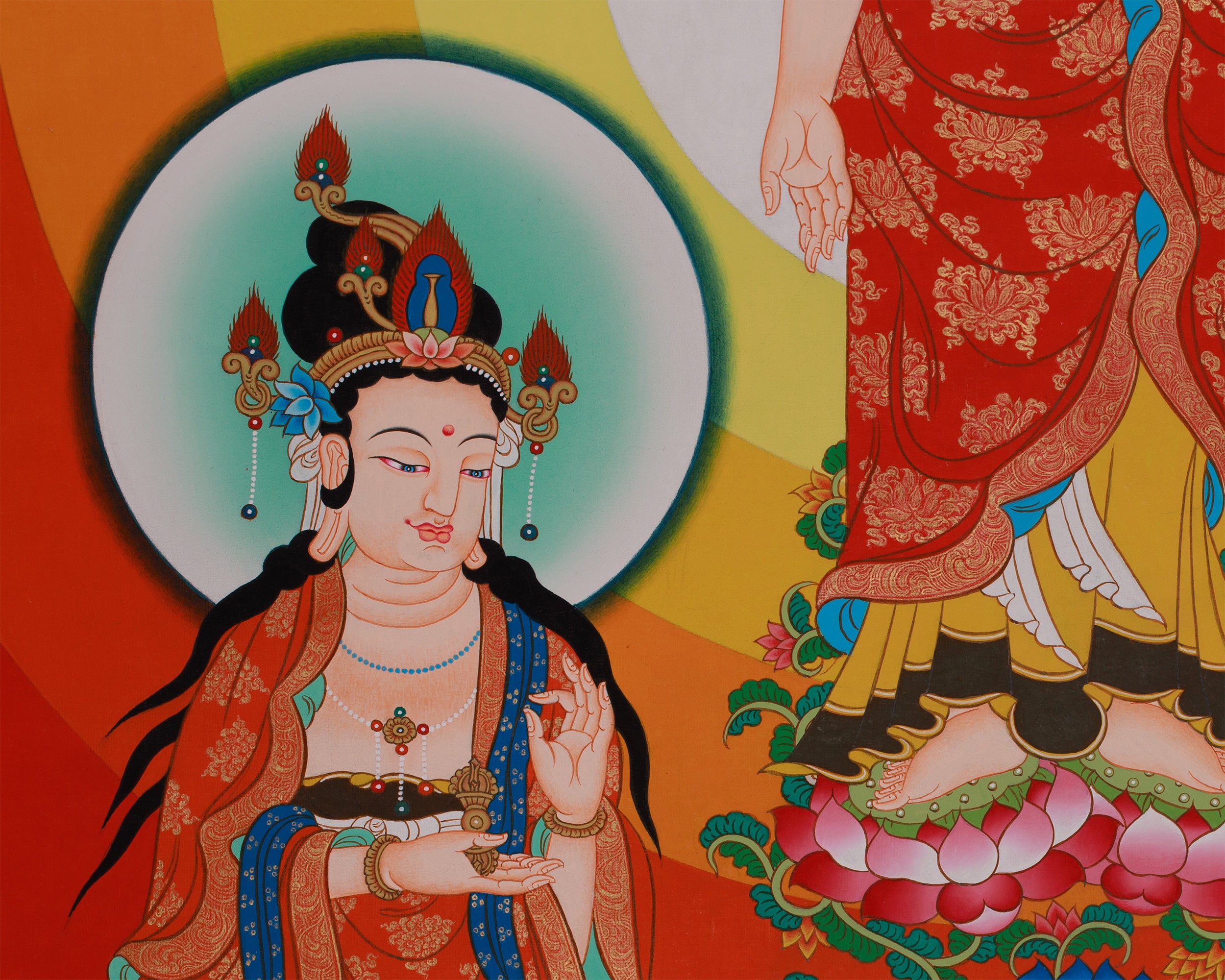 Divine Standing Buddha Thangka | Embodying Peace and Spiritual Wisdom