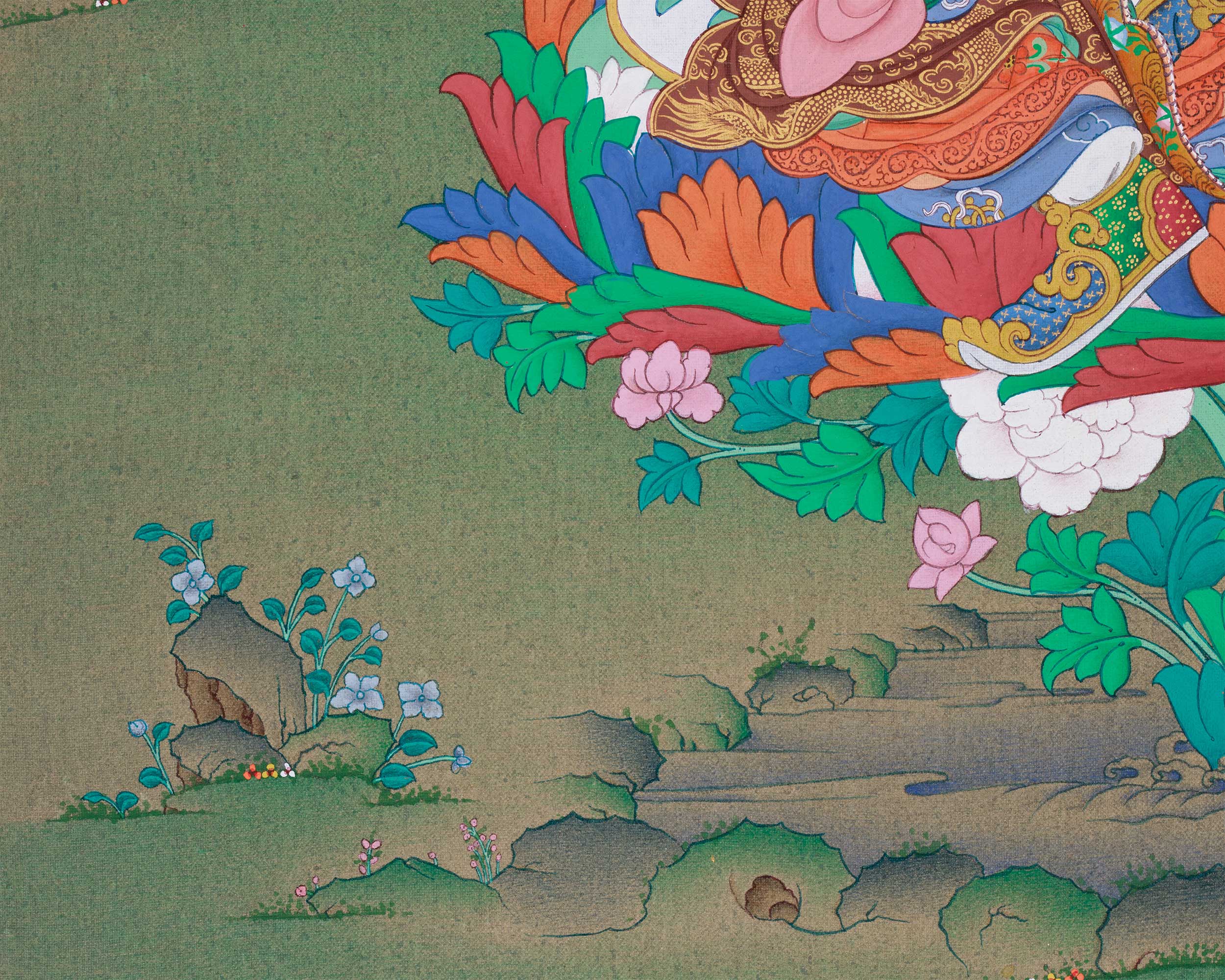 24 Inches Guru Rinpoche Thangka | Tibetan Art of Spiritual Mastery and Protection