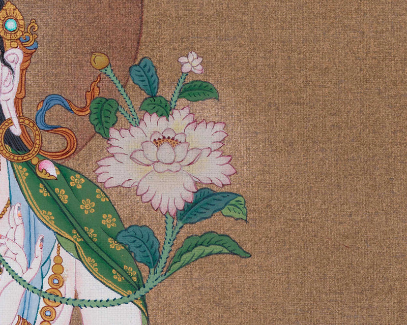 Hand Painted White Tara Thangka | Traditional Tibetan Artwork to Elevate Your Sacred Space