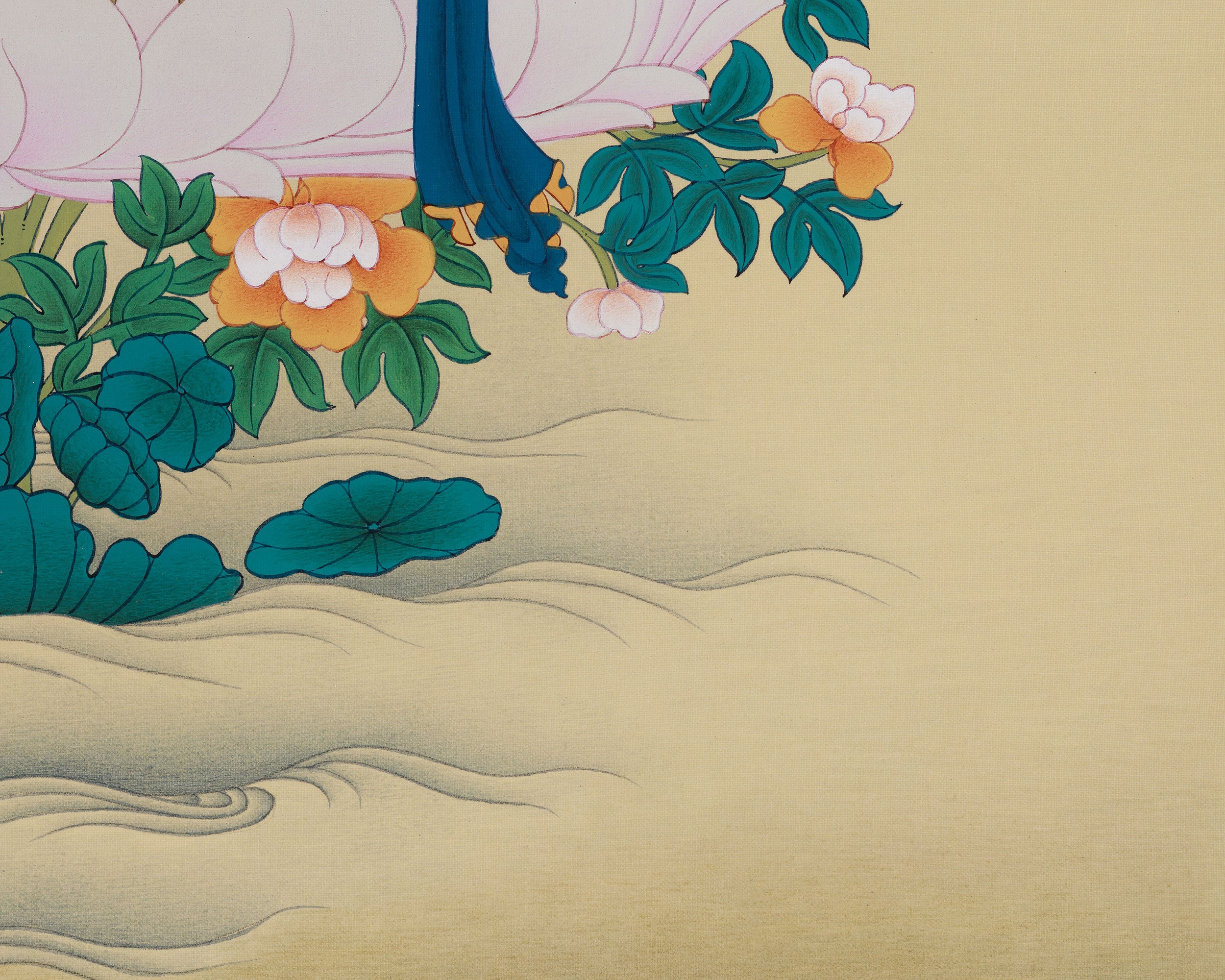 Spiritual Thangka Of Four-Armed Chenrezig | Avalokiteshvara Art | Meditation Altar