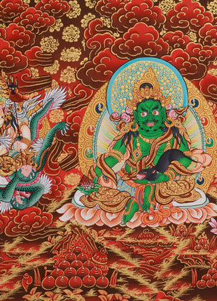 Buddhist Wealth Deities Manifestation | Gold Thangka of the Five Dzambhalas