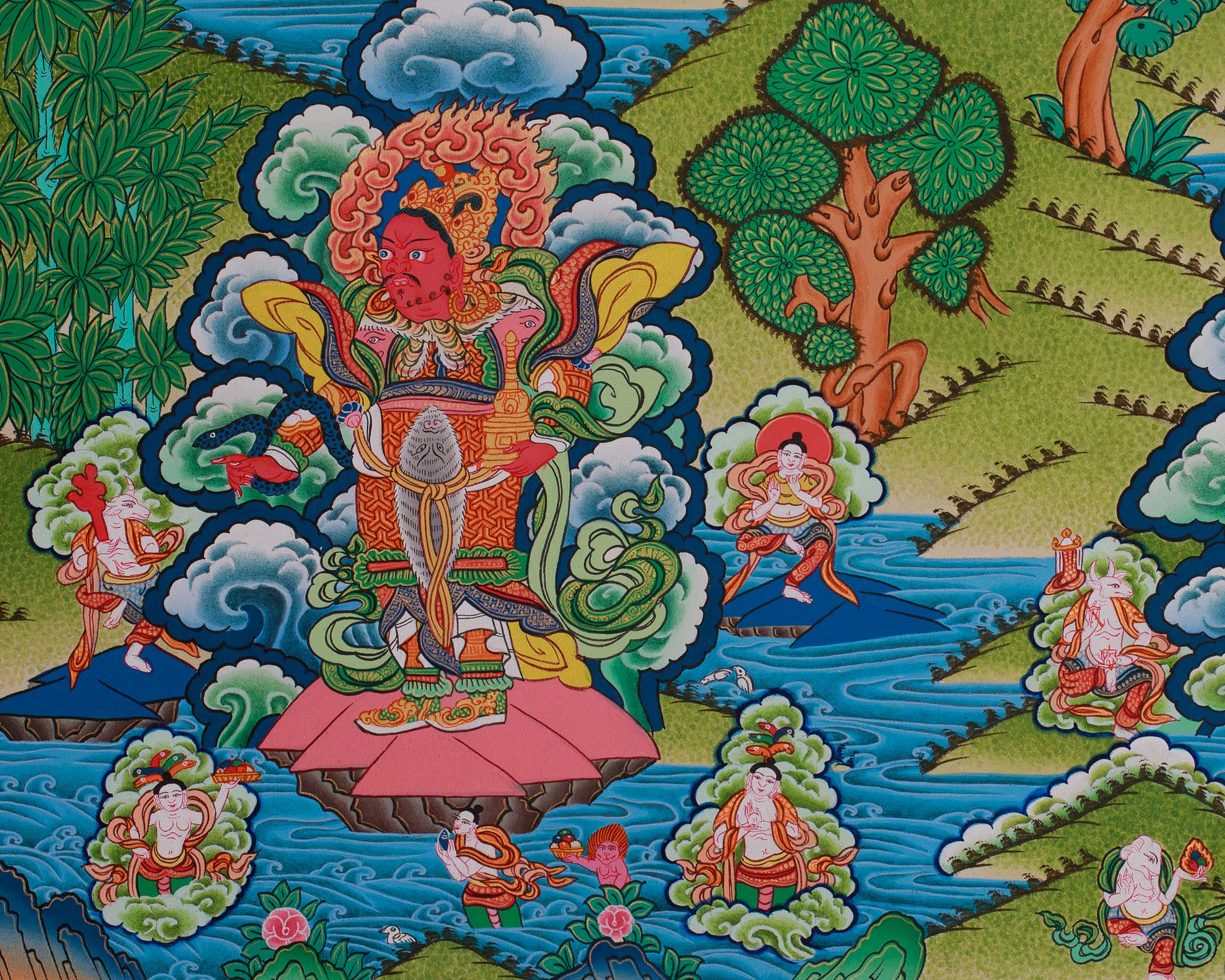 Four Heavenly Kings Thangka | Sacred Guardians of the Four Directions