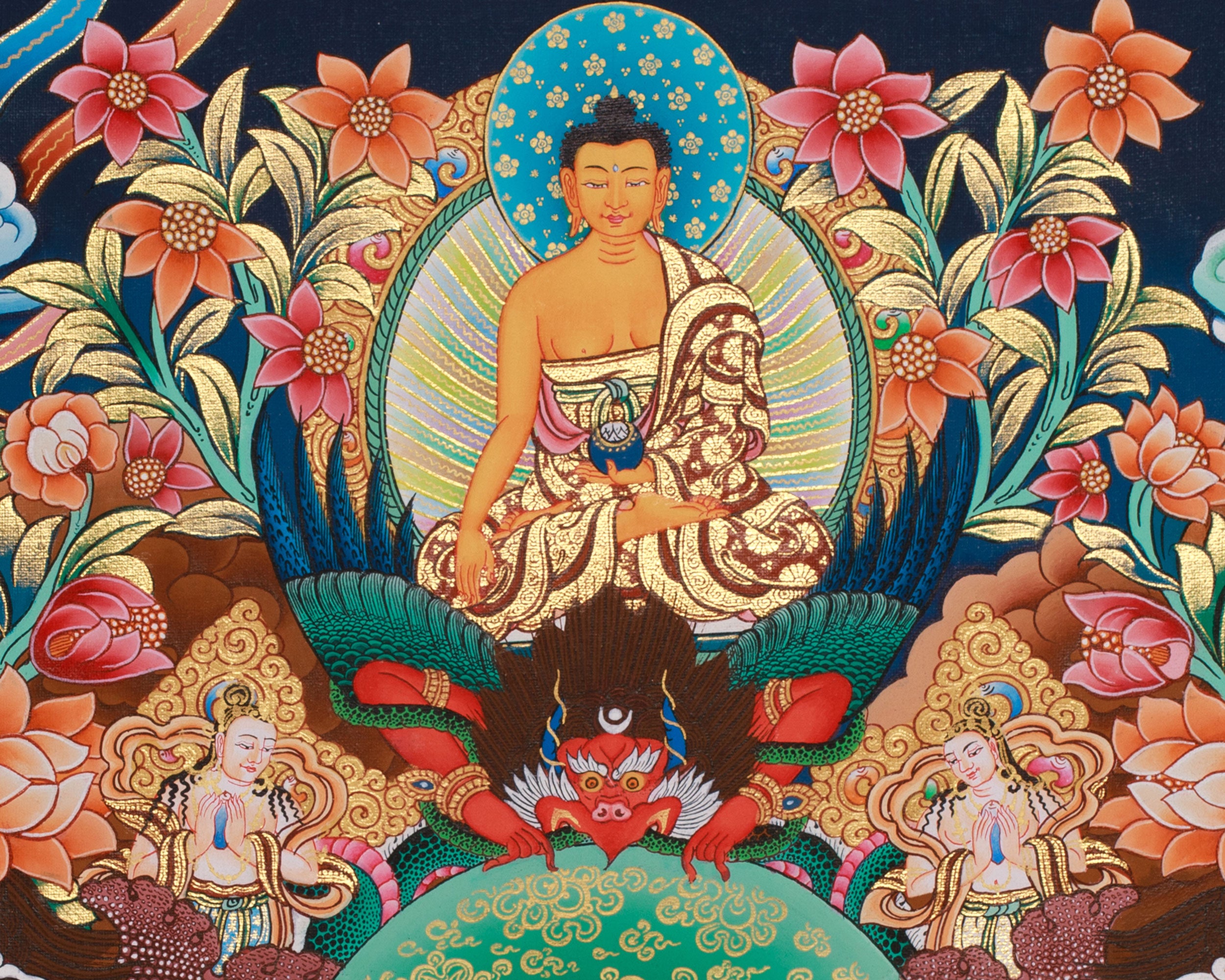 Eight Medicine Buddha Thangka | Divine Assembly of Healing Deities