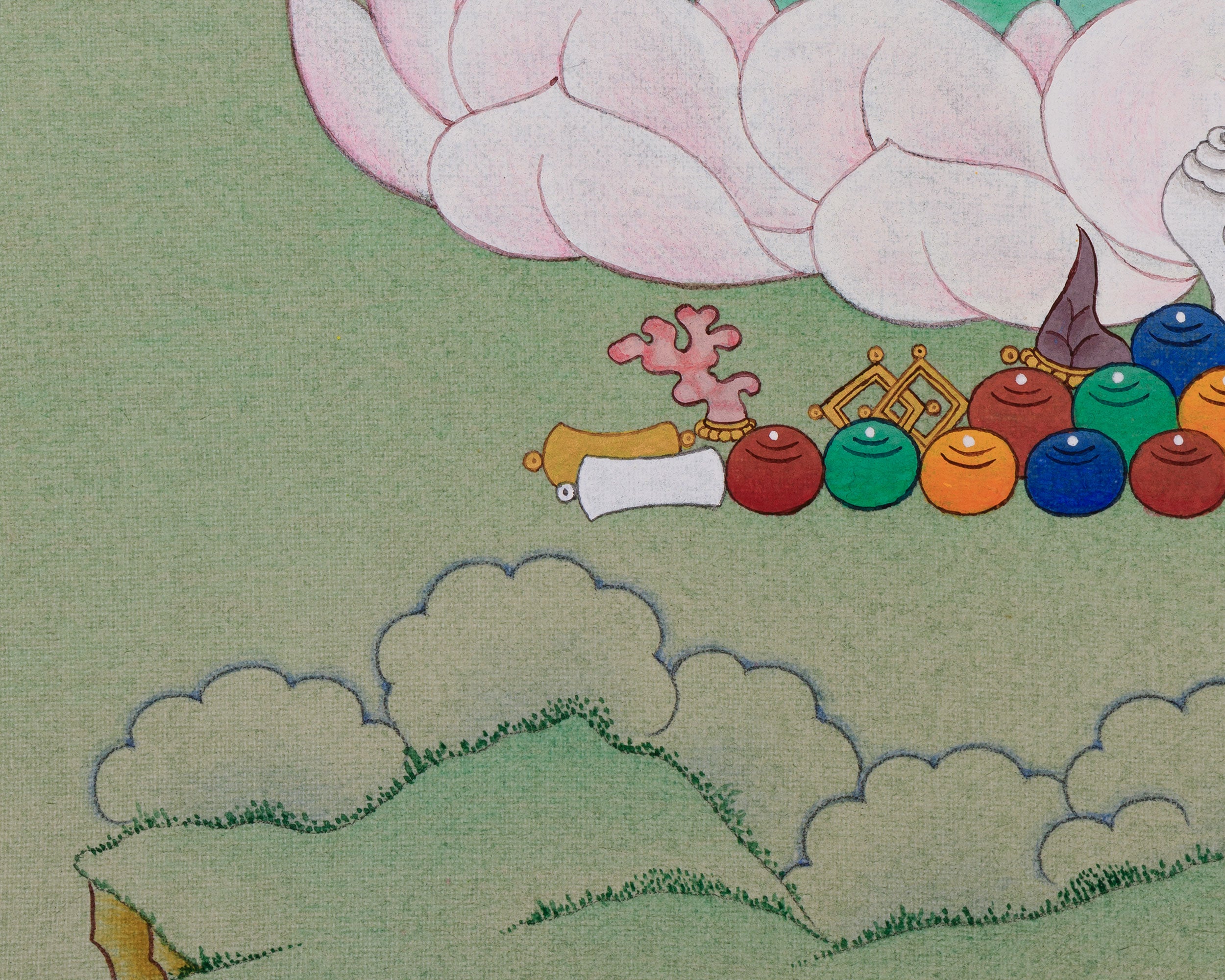 Hand-Painted Gautam Buddha Thangka | Featuring Rich Natural Stone Colors