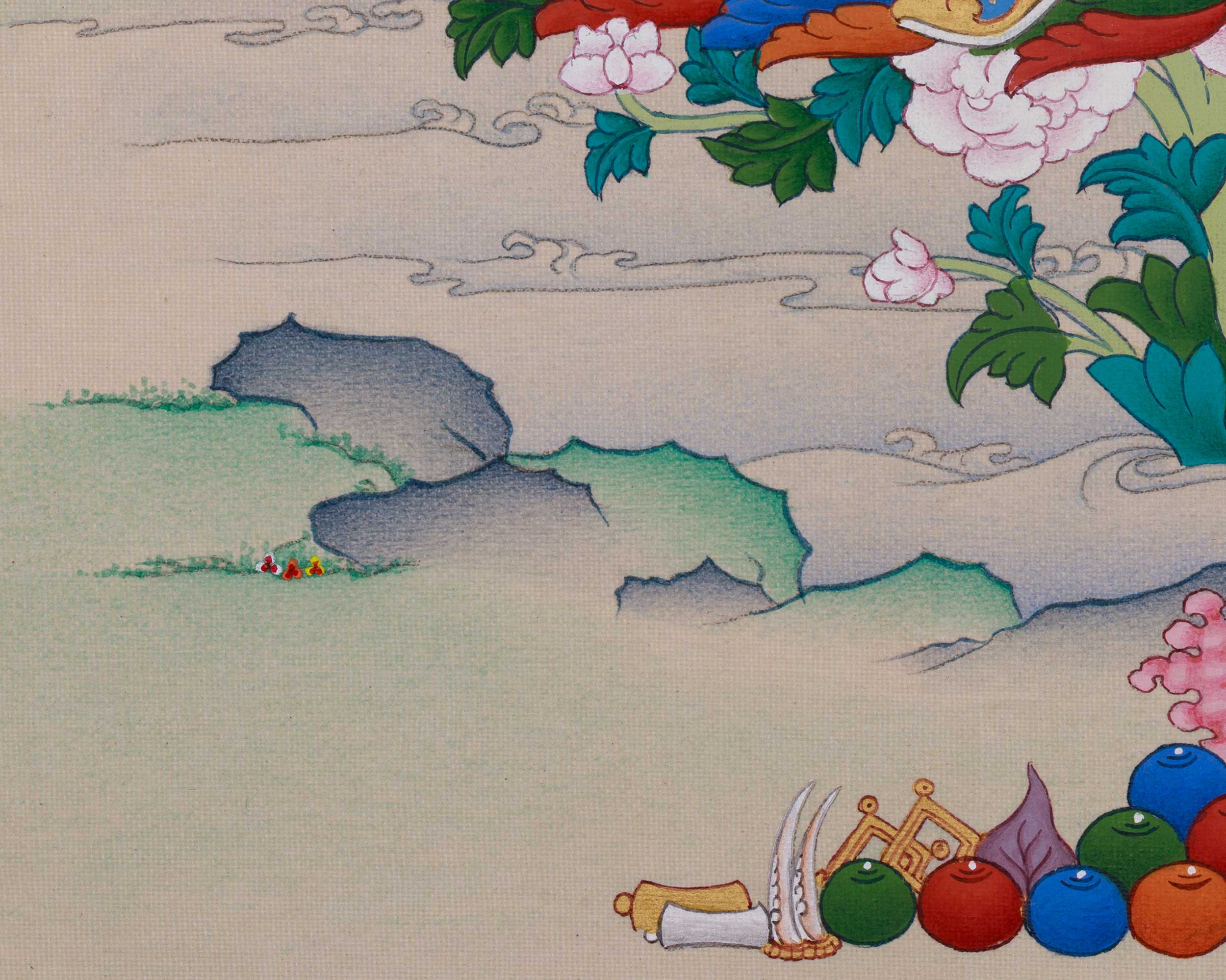 Precious Teacher Guru Rinpoche Thangka | Sacred Tibetan Masterpiece Art