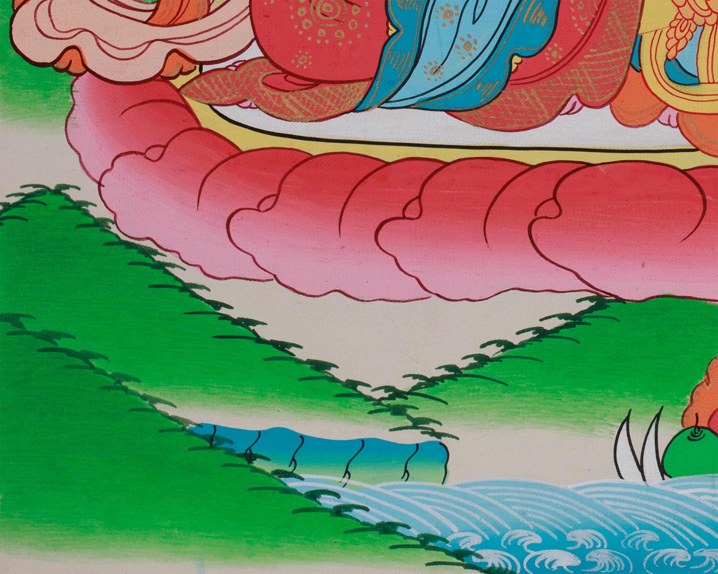 Manjushri Wall Hanging Thangka | Hand-Painted Tibetan Buddhist Art