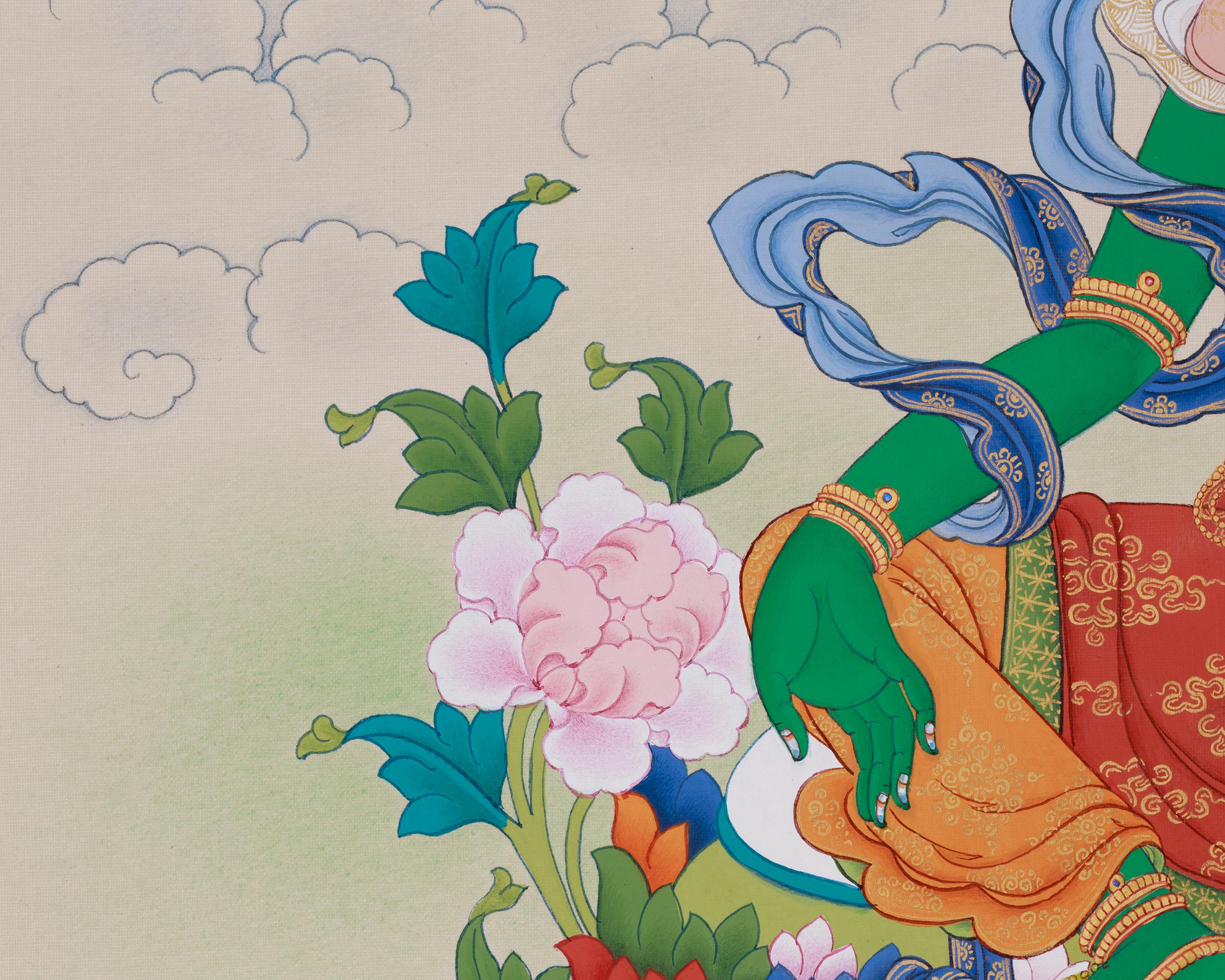 Hand-Painted Green Tara Protection Deity Thangka | Mother of Liberation