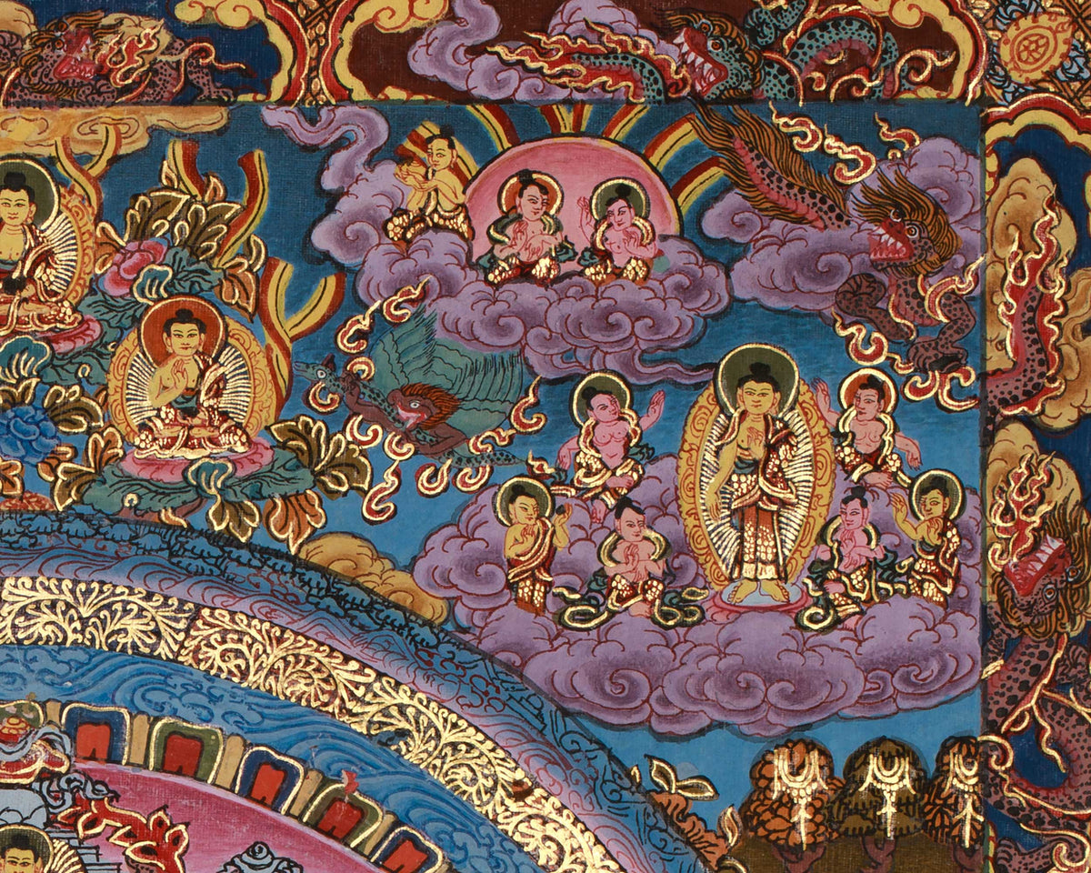 Original Handmade Buddha Life Mandala | Thangka Painting | Traditional Buddha Painting | Meditation and Yoga | For Wall Decoration