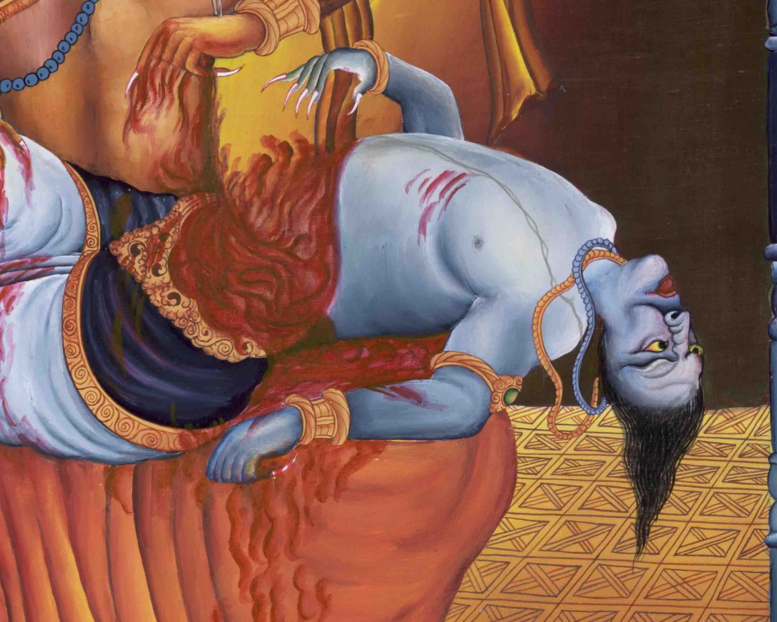 Fierce Narasimha Thangka | Lion-Headed Deity