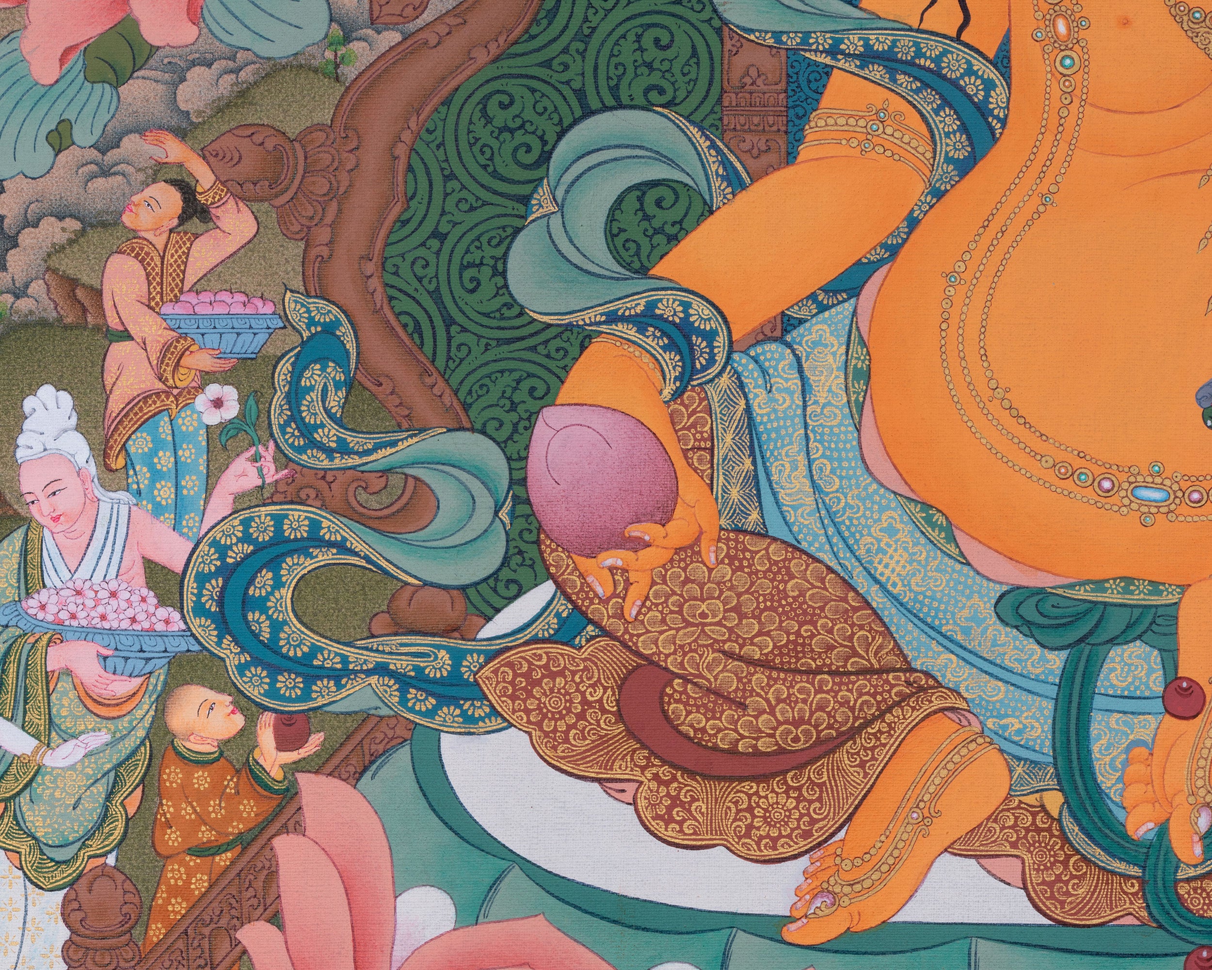 Jambala, Dzambhala Thangka Painting, Tibetan Thangka Print