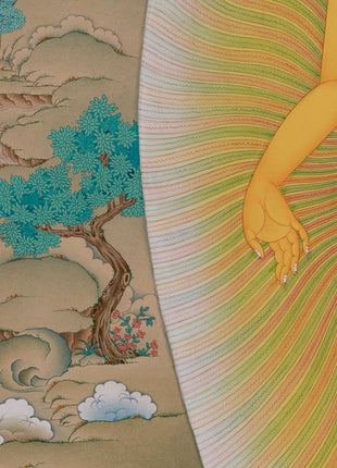 Enlightened Standing Buddha Shakyamuni Thangka Print | Giclee Cotton Canvas