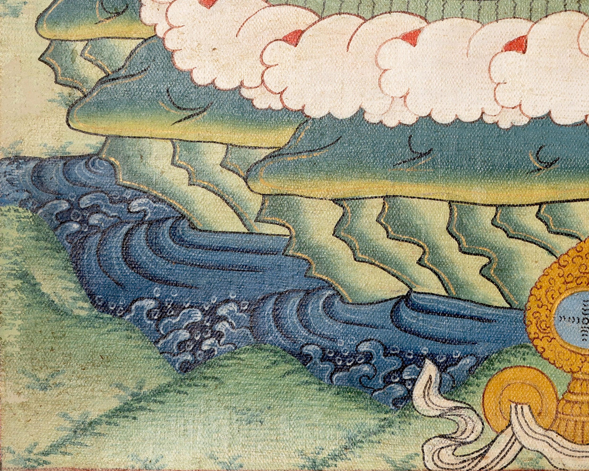 Vintage Four-Armed Chenrezig Thangka | Tibetan Bodhisattva of Compassion
