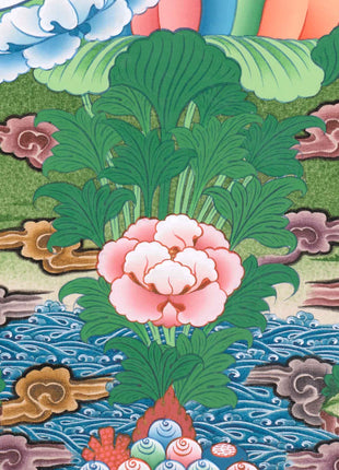 Green Tara Thangka with Other Deities | Wall Art for Tranquility