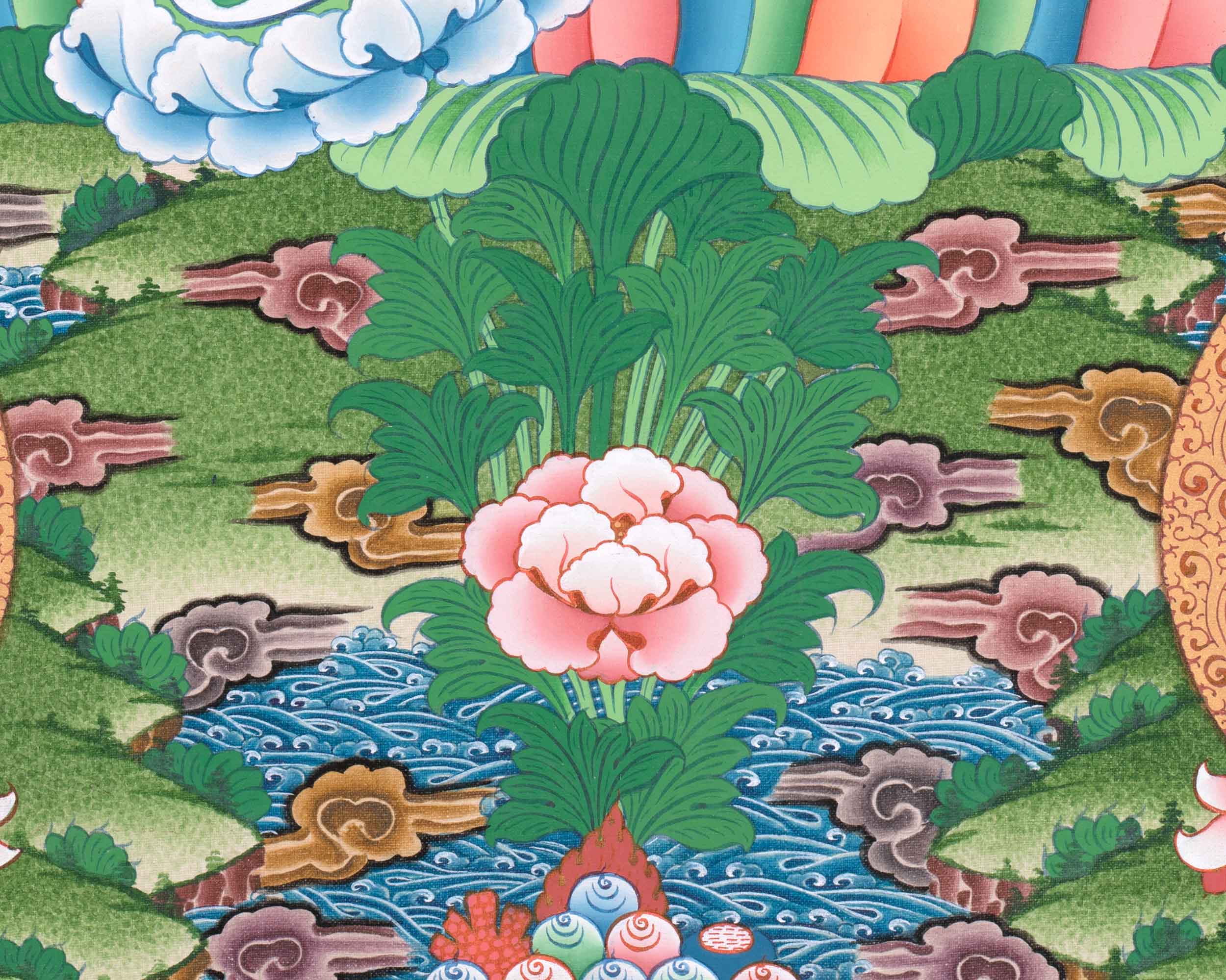 Green Tara Thangka with Other Deities | Wall Art for Tranquility