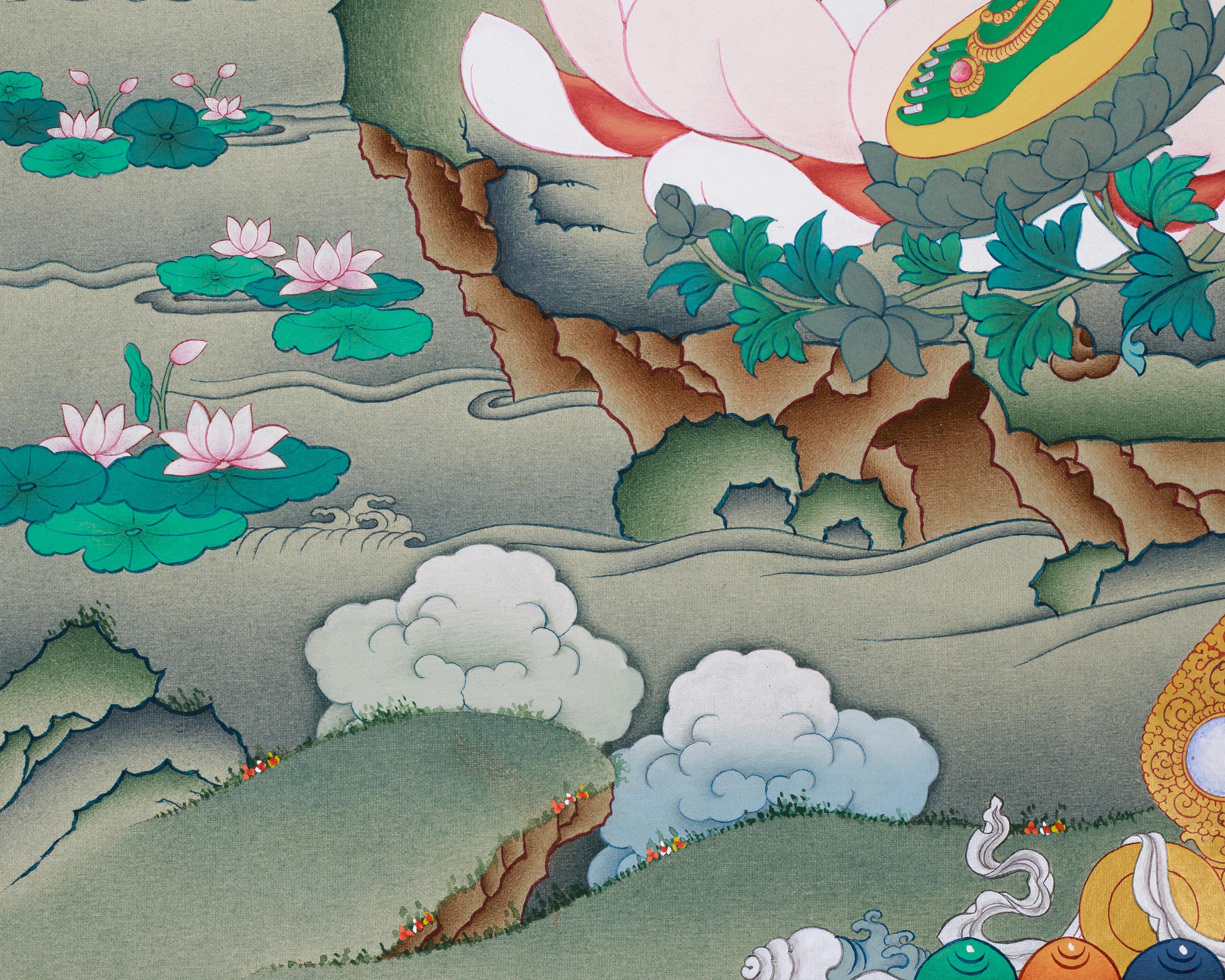 Original Female Bodhisattva Green Tara Painting | Divine Protector and Healer of All Beings