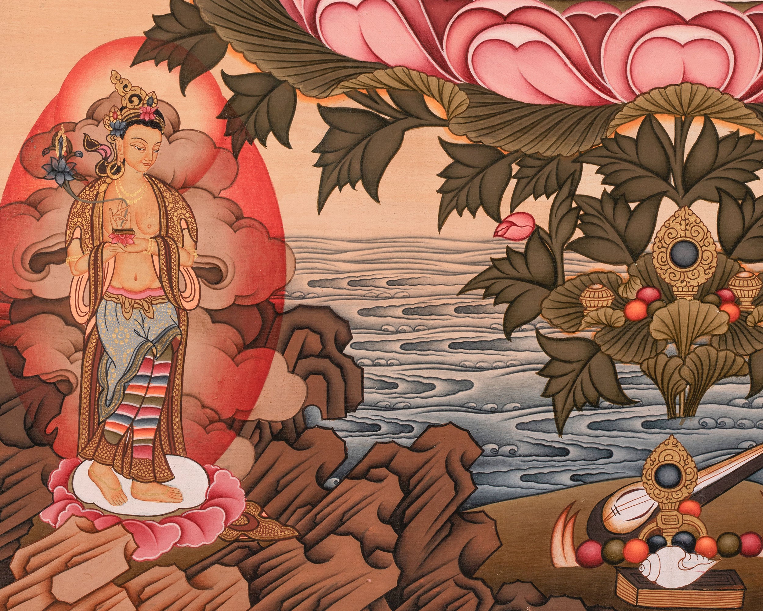 Mother White Tara Painting | Traditional Religious Wall Decor